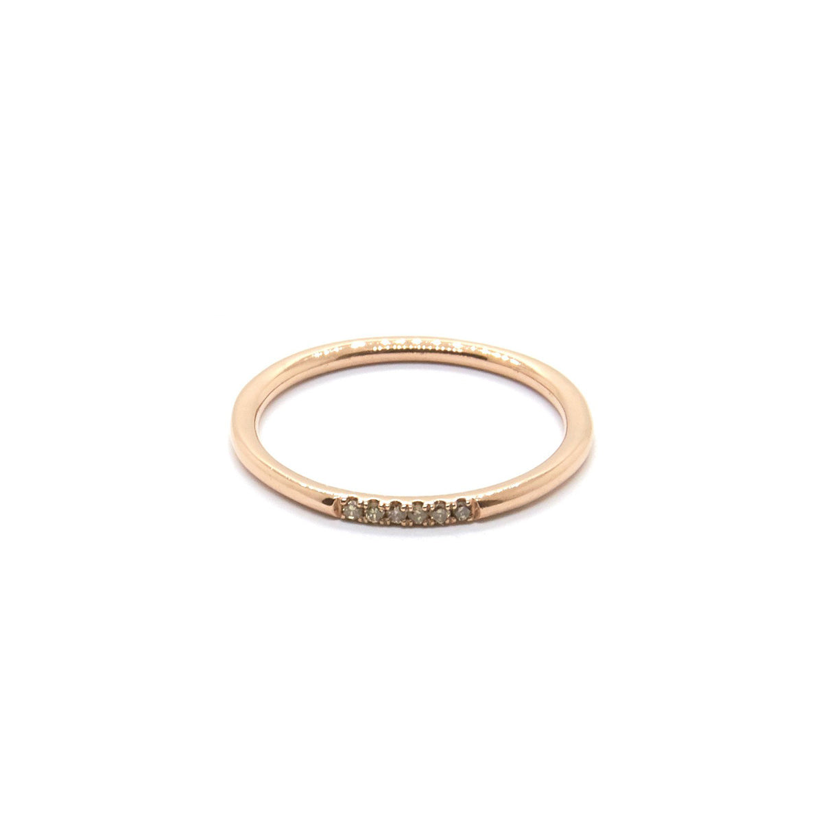 14k Rose Gold Champagne Diamond Ring - Six Stone Queenie Elegant Jewelry for Women | Perfect for Weddings, Anniversaries & Special Occasions