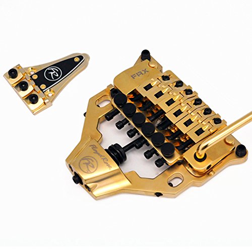 Floyd Rose FRX Tremolo System - Satin Gold Finish for Electric Guitars | High-Performance Locking Tremolo Bridge | Perfect for Rock, Metal & Shredding Styles