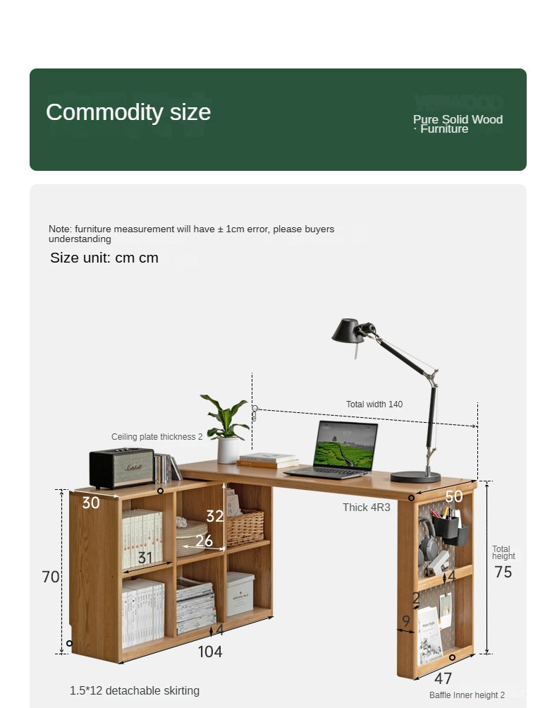 Solid Oak Wood Corner Desk for Home Office - Compact & Stylish Workspace Solution for Small Spaces, Apartments & Dorm Rooms