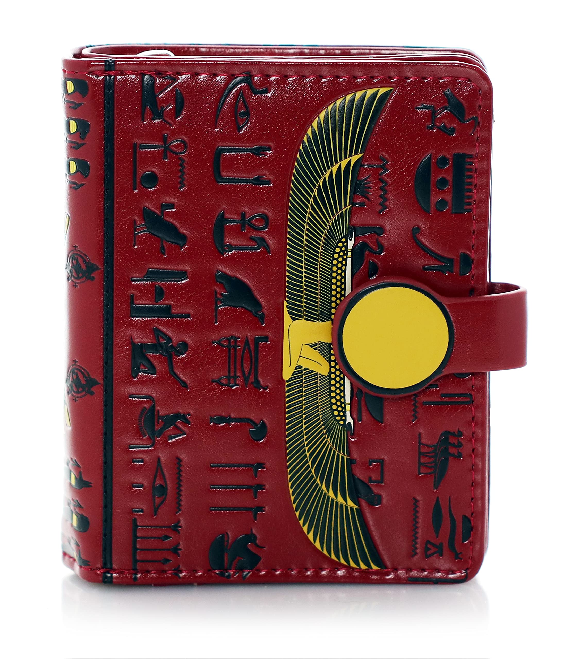 Bead World Shagwear Egyptian Small Zipper Wallet for Women - Stylish Red Leather Coin Purse & Card Holder - Perfect for Travel, Parties, and Everyday Use
