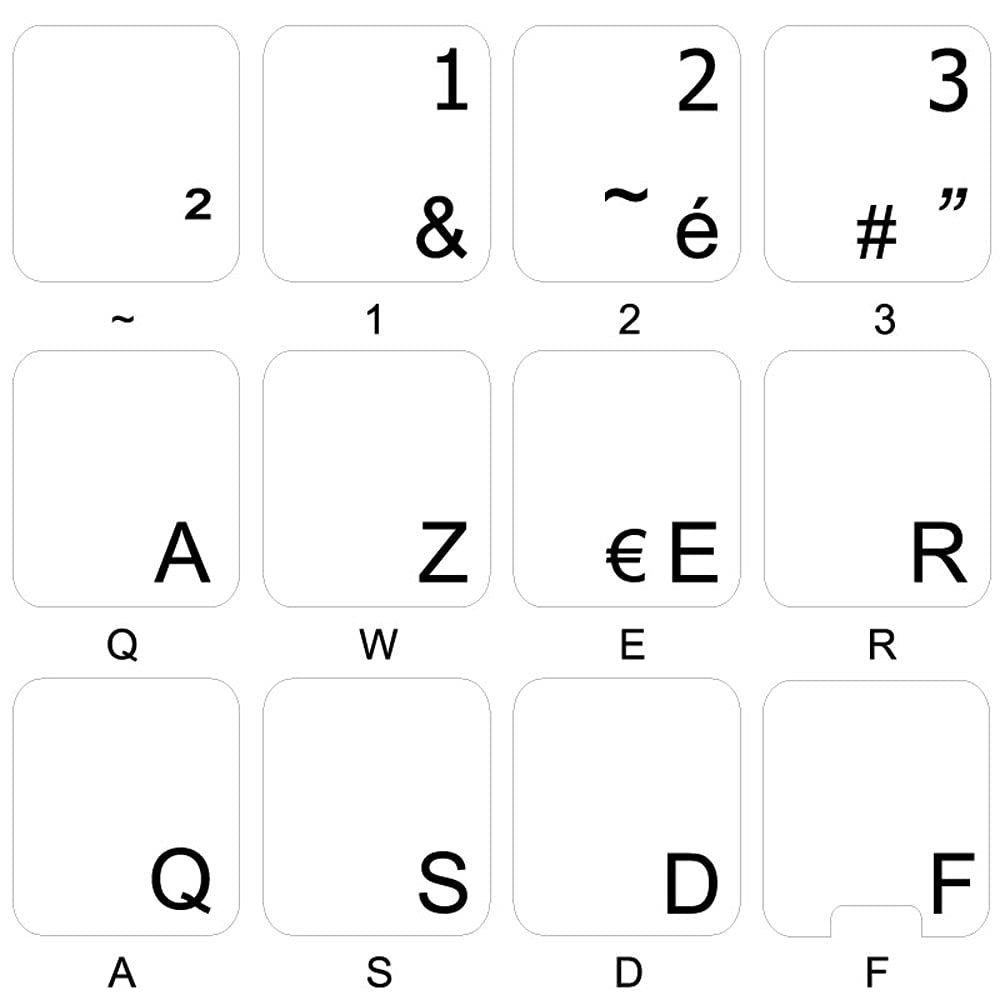 French AZERTY Keyboard Stickers - Black Letters on Clear Background for Desktop, Laptop & Notebook | Perfect for Typing, Coding & Multilingual Work