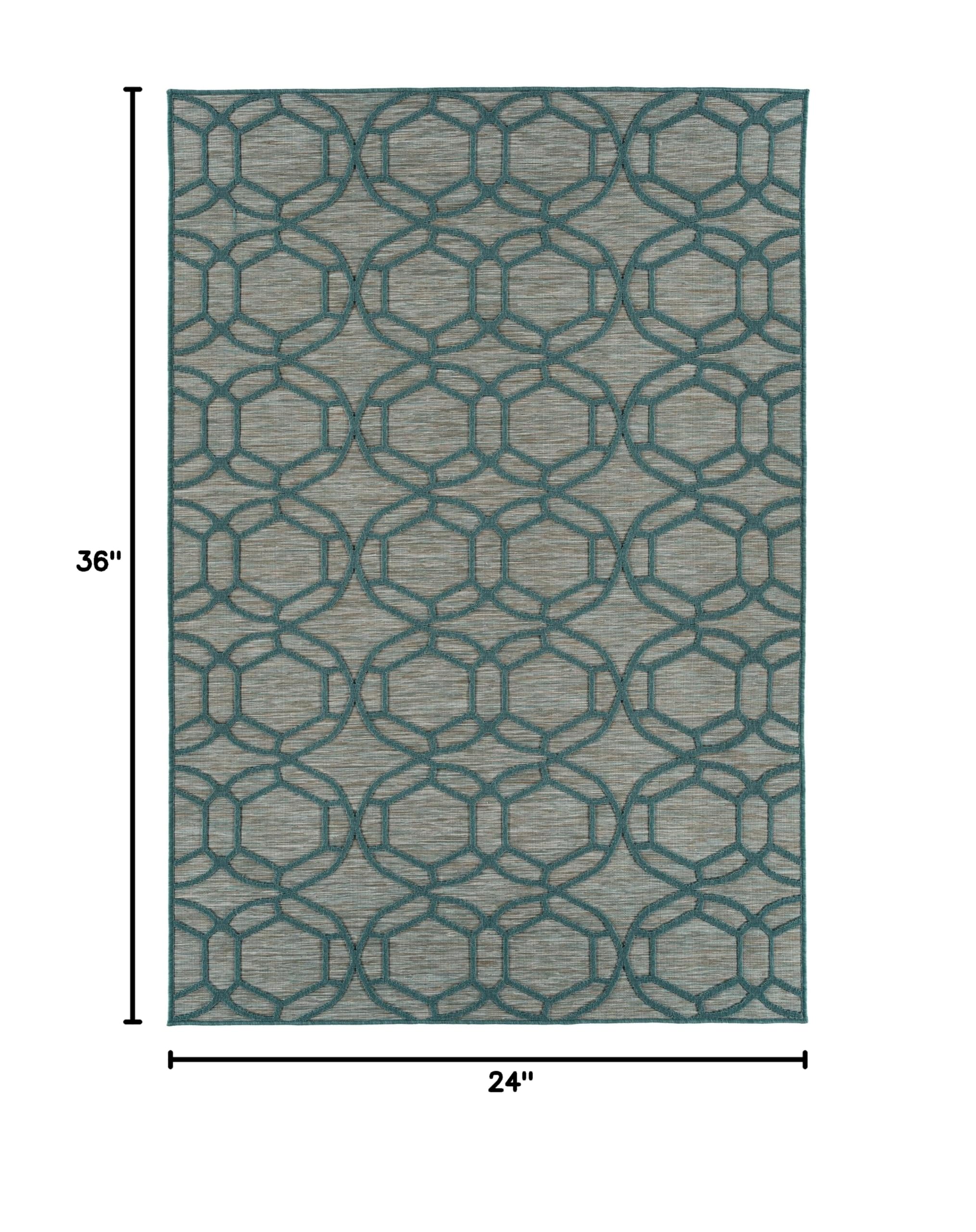 Kaleen Rugs Cove Collection Teal 2' X 3' Rectangle Throw Rug - Soft Non-Slip Area Rug for Living Room, Bedroom, or Nursery