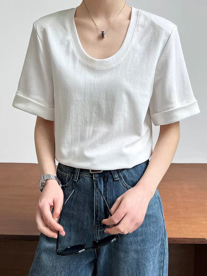 Lovevop Women's Basic Slouchy Loose Cuffed T-Shirt - Soft Casual Tee for Everyday Wear, Lounge & Outfits