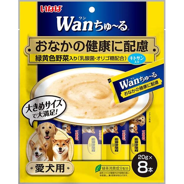 Inaba Wan Chu Ru Chicken with Vegetables Digestive Support Functional Creamy Dog Treats 160g - Healthy Soft Snacks for Small & Large Dogs - Perfect for Training Rewards & Digestive Care