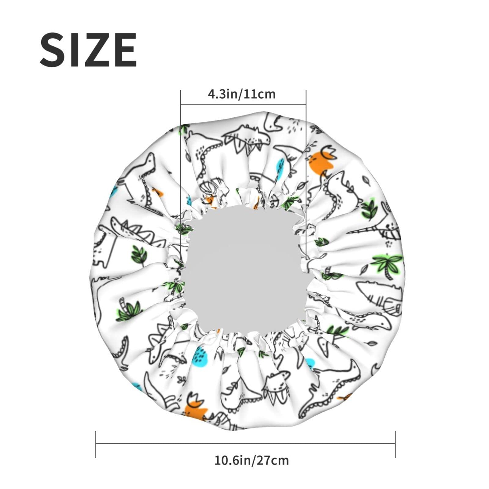 Dinosaur Print Reusable Waterproof Shower Cap for Women - Double Layer Bath Hair Protector for Swimming, Spa & Salon Use
