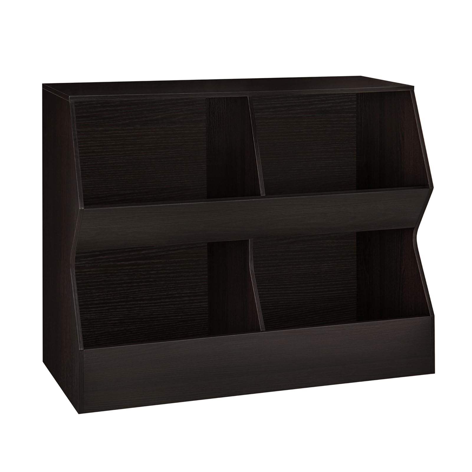 DINZI LVJ 2-Tier Wooden Bookshelf - 4 Cubby Toy Storage Organizer for Bedroom, Nursery, Hallway & School - 39.4 Inch Long - Perfect for Kids' Room Organization & Home Decor