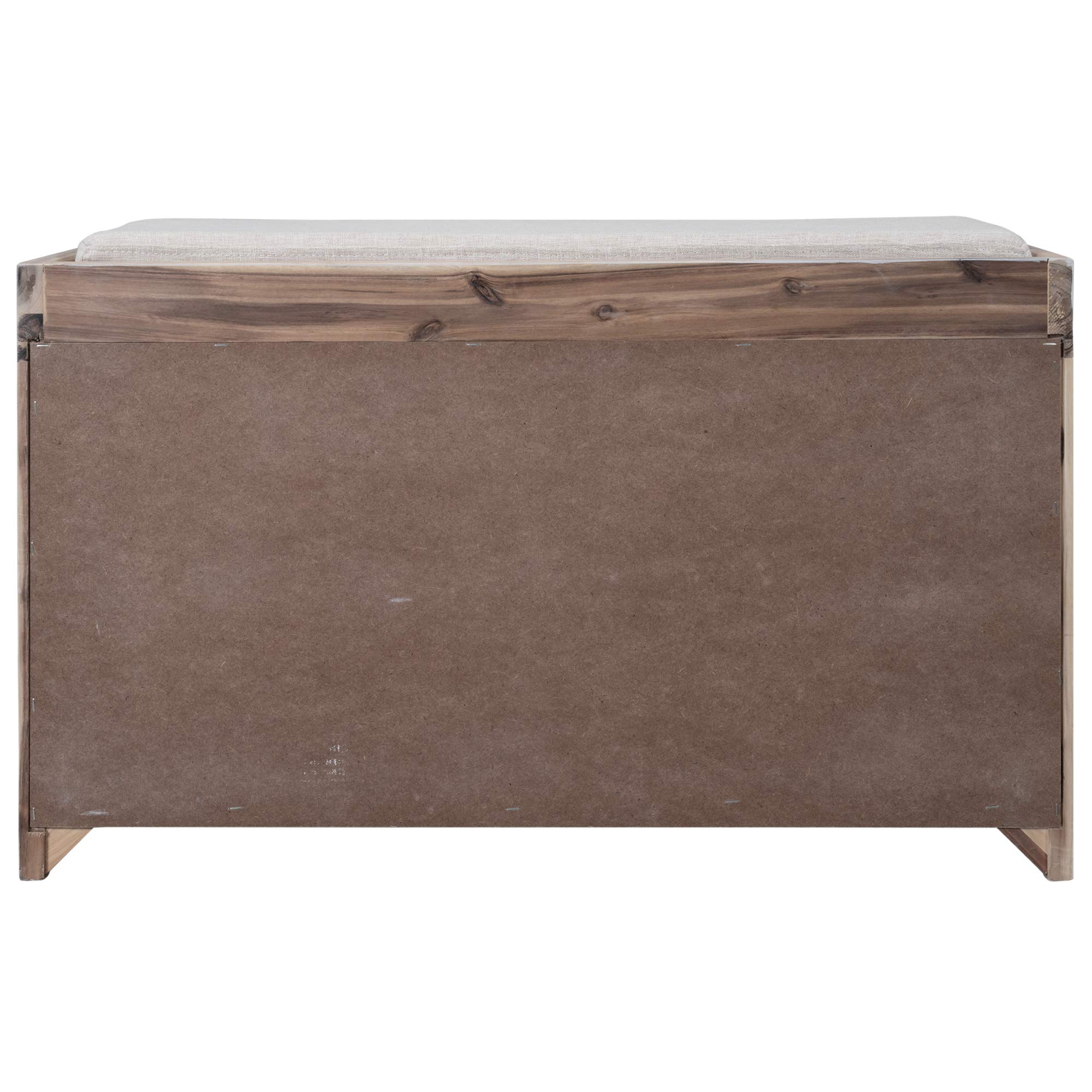 White Washed Storage Bench with Removable Basket & 2 Drawers - Fully Assembled Entryway Shoe Bench with Cushion for Hallway, Living Room & Bedroom - Perfect for Organizing Shoes, Coats & Home Decor