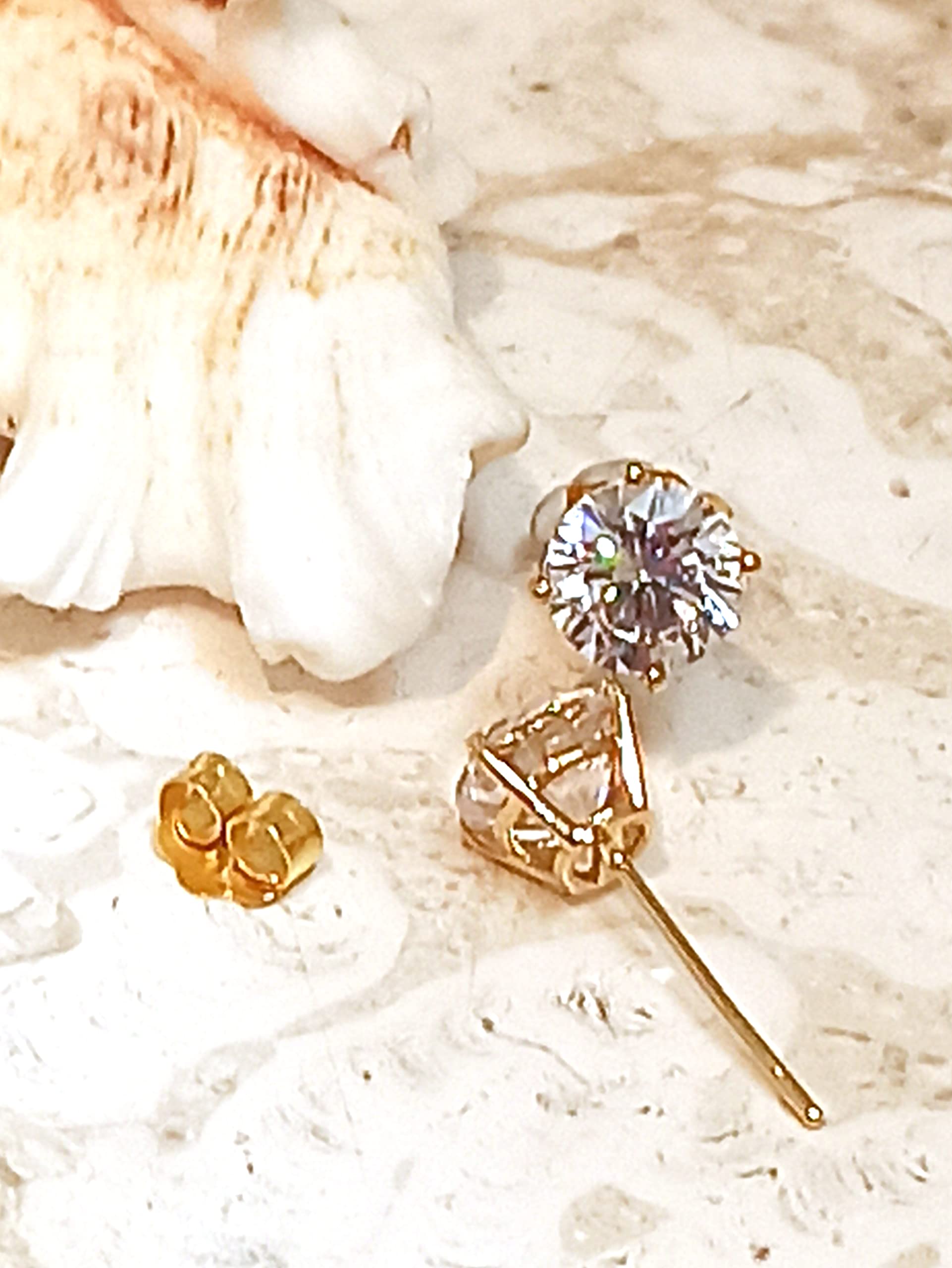 Luxury 18K Gold Diamond Stud Earrings for Women - 6mm 2 Carat Solitaire Lab-Grown Diamond Earrings, Handmade Designer Jewelry - Perfect Valentine's Day Gift for Her, Girlfriend Present, Anniversary or Birthday Jewelry - Elegant for Weddings, Parties & Special Occasions