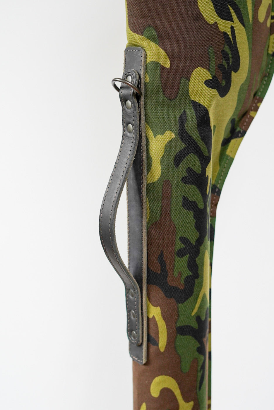 LIMITED EDITION Camo Fishing Rod Case with Black Leather Accents - Durable Protection for Fishing Gear Storage & Travel