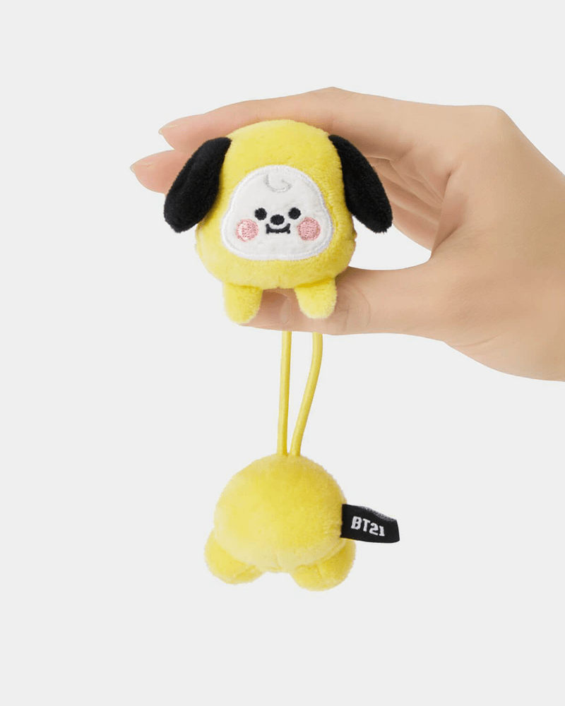 BT21 CHIMMY BABY Plush Hair Tie - Cute Kpop BTS Accessories for Girls, Soft Hair Bands for Ponytails & Braids - Perfect for School, Travel & Gift Giving