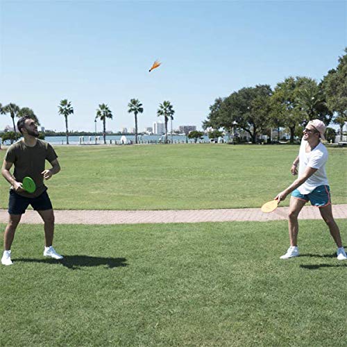 Jazzminton Paddle Game Set with Extra Birdies - Outdoor Backyard Fun for Kids & Adults - Perfect for Beach, Park, and Family Gatherings
