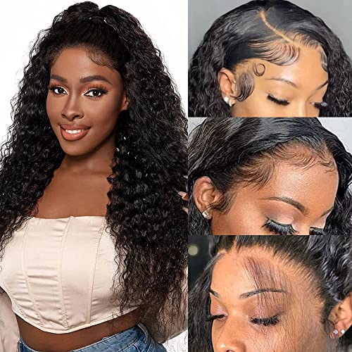 Jenniferita 18 Inch Water Wave Lace Front Wigs - 100% Human Hair Wet & Wavy Wigs with 13x4 HD Lace Frontal, Pre-Plucked 9A Curly Wigs in Natural Colors | Perfect for Daily Wear, Cosplay, Parties & Special Occasions