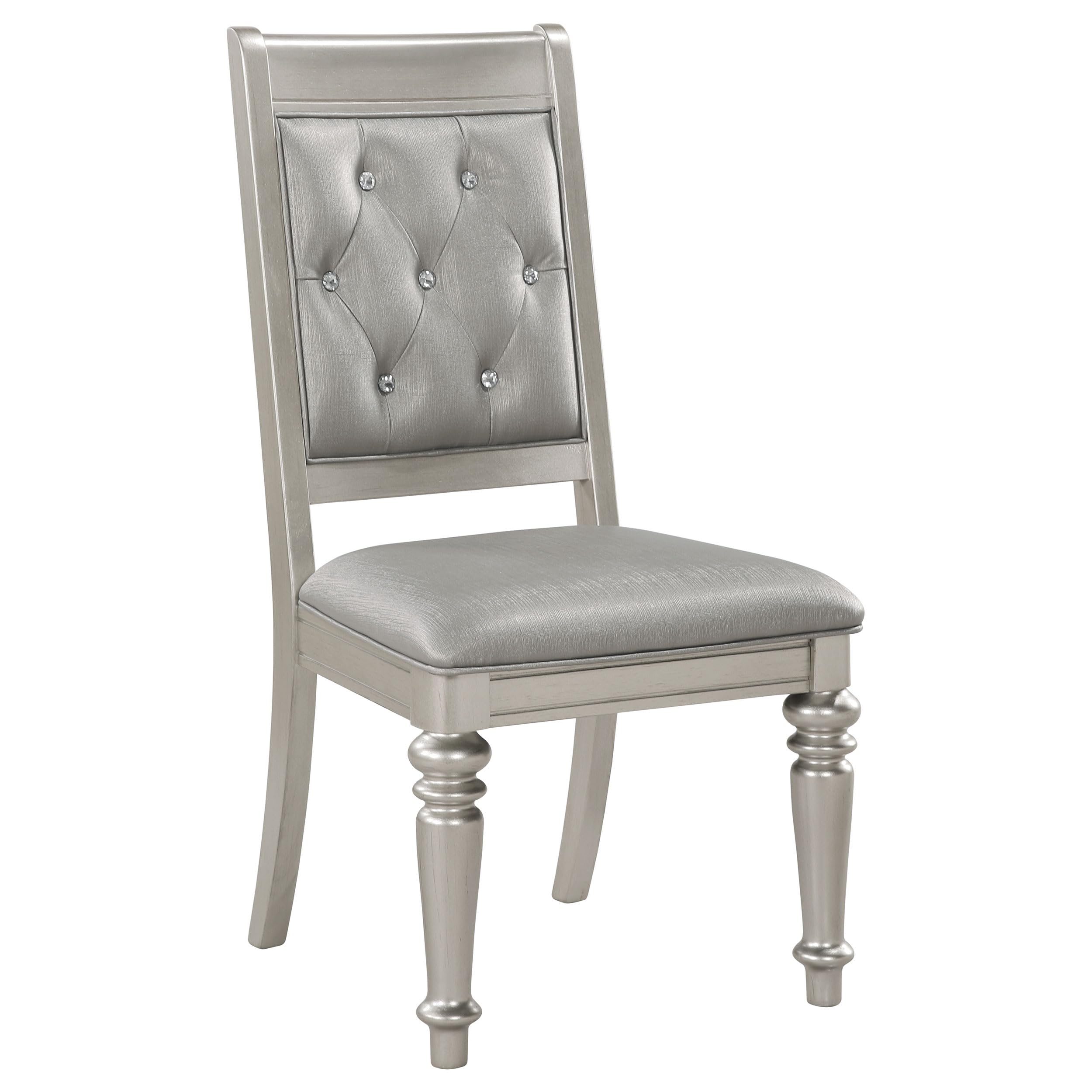 Danette Upholstered Side Chairs with Tufted Back - Set of 2 Metallic Platinum Dining Chairs by Coaster Furniture | Perfect for Dining Room, Kitchen, or Home Office