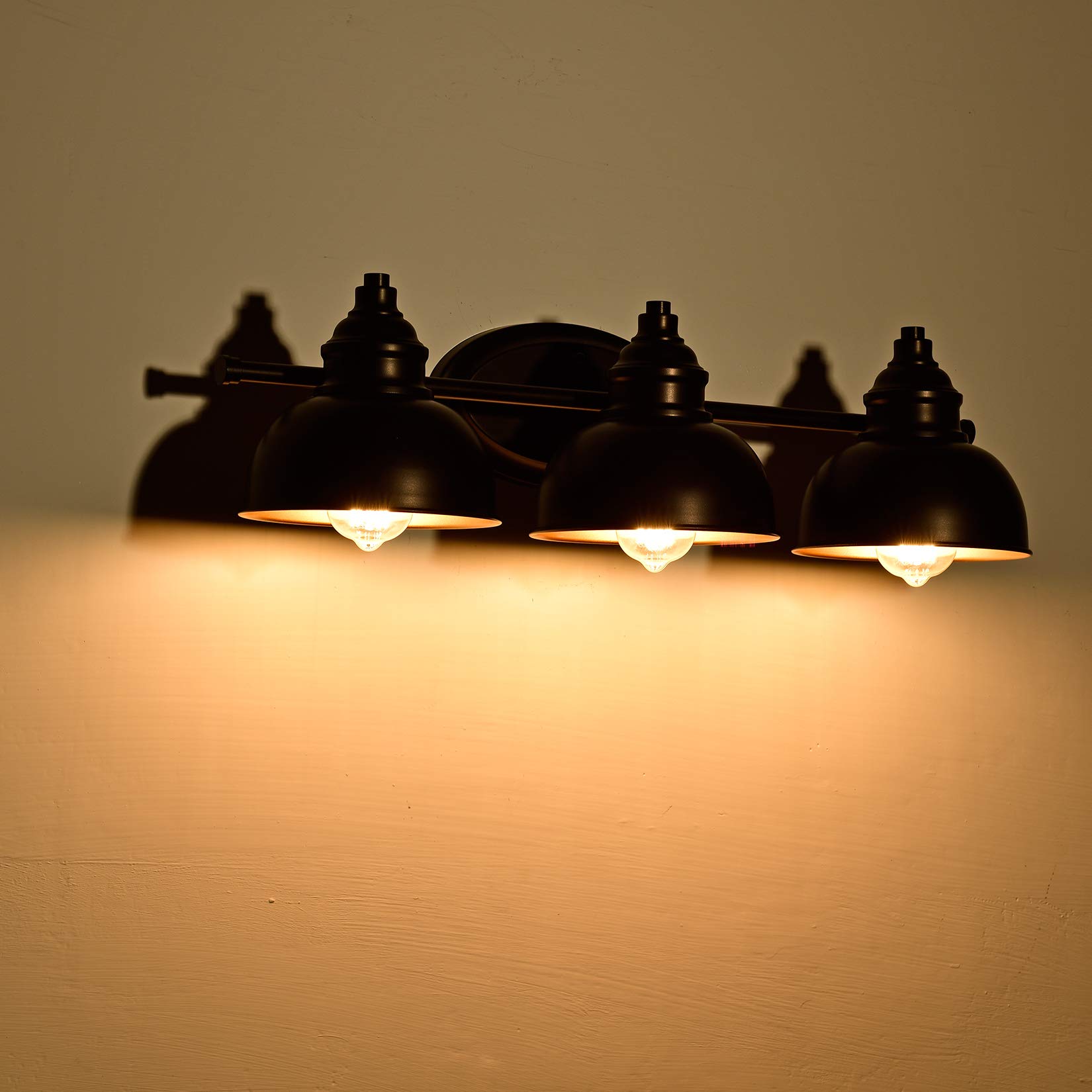 3-Light Bathroom Vanity Light Fixture - 7 Inch Oil Rubbed Bronze Wall Sconce - Modern Metal Wall Lights for Bathroom, Bedroom & Hallway - Perfect for Makeup, Shaving & Ambient Lighting
