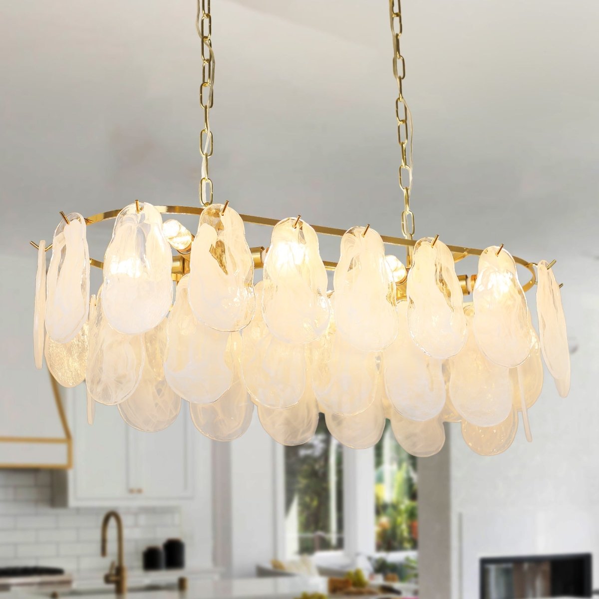 8-Light Gold Oval Crystal Chandelier - 31.5