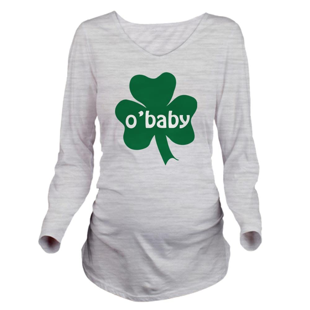 Obaby Shamrock Long Sleeve Maternity T-Shirt - Comfortable Pregnancy Tee for St. Patrick's Day & Everyday Wear