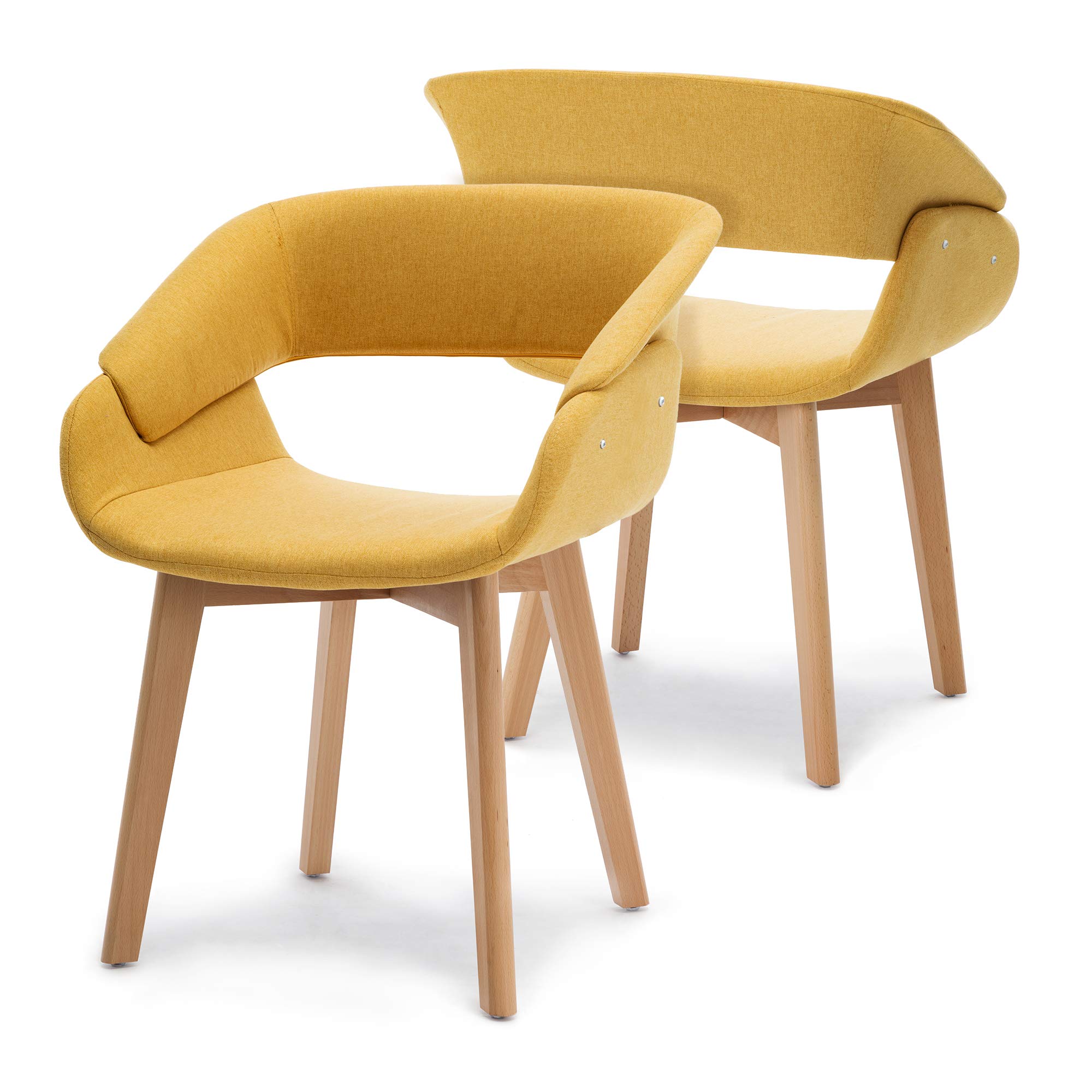 **Ivinta Dining Chairs Set of 2 - Modern Upholstered Fabric Kitchen Chairs with Solid Wood Legs, Accent Chairs for Living Room, Restaurant & Home Decor (Yellow) - Perfect for Dining, Entertaining & Small Spaces**