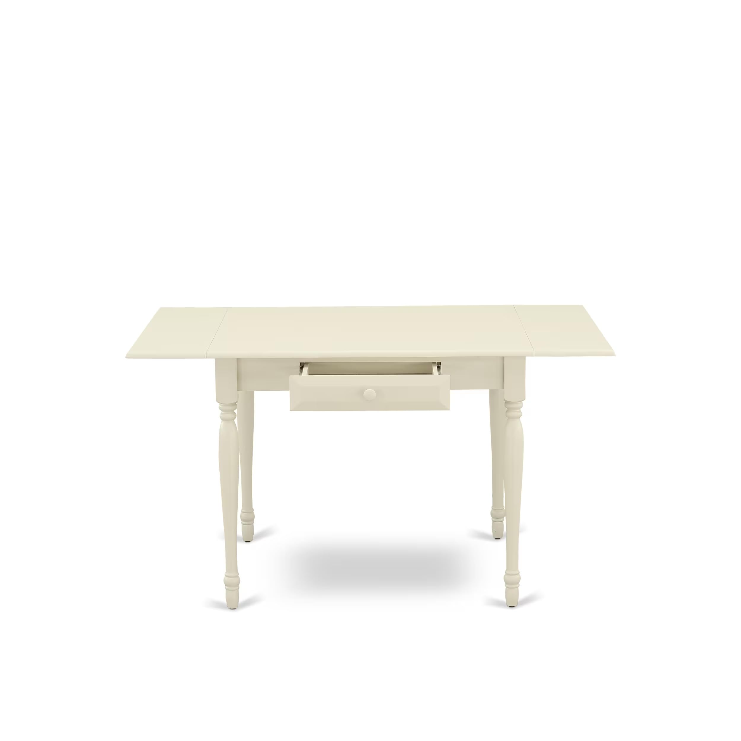 East West Furniture MZNO3-LWH-W 3-Piece Kitchen Table Set for Small Spaces - 36x54 Inch Rectangle Drop Leaf Dining Table with 2 Solid Wood Chairs, Linen White - Perfect for Apartments, Breakfast Nooks & Cozy Dining Areas