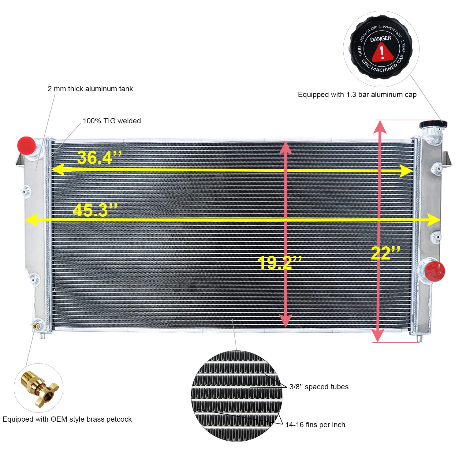 High-Performance Aluminum Radiator for 1994-2002 Dodge Ram 2500/3500 with 5.9L Cummins Diesel Engine - 3-Row Heavy Duty Cooling System with Shroud, Fan & Relay Kit (OE #CU1553) - Perfect for Off-Roading, Towing & Extreme Weather Conditions