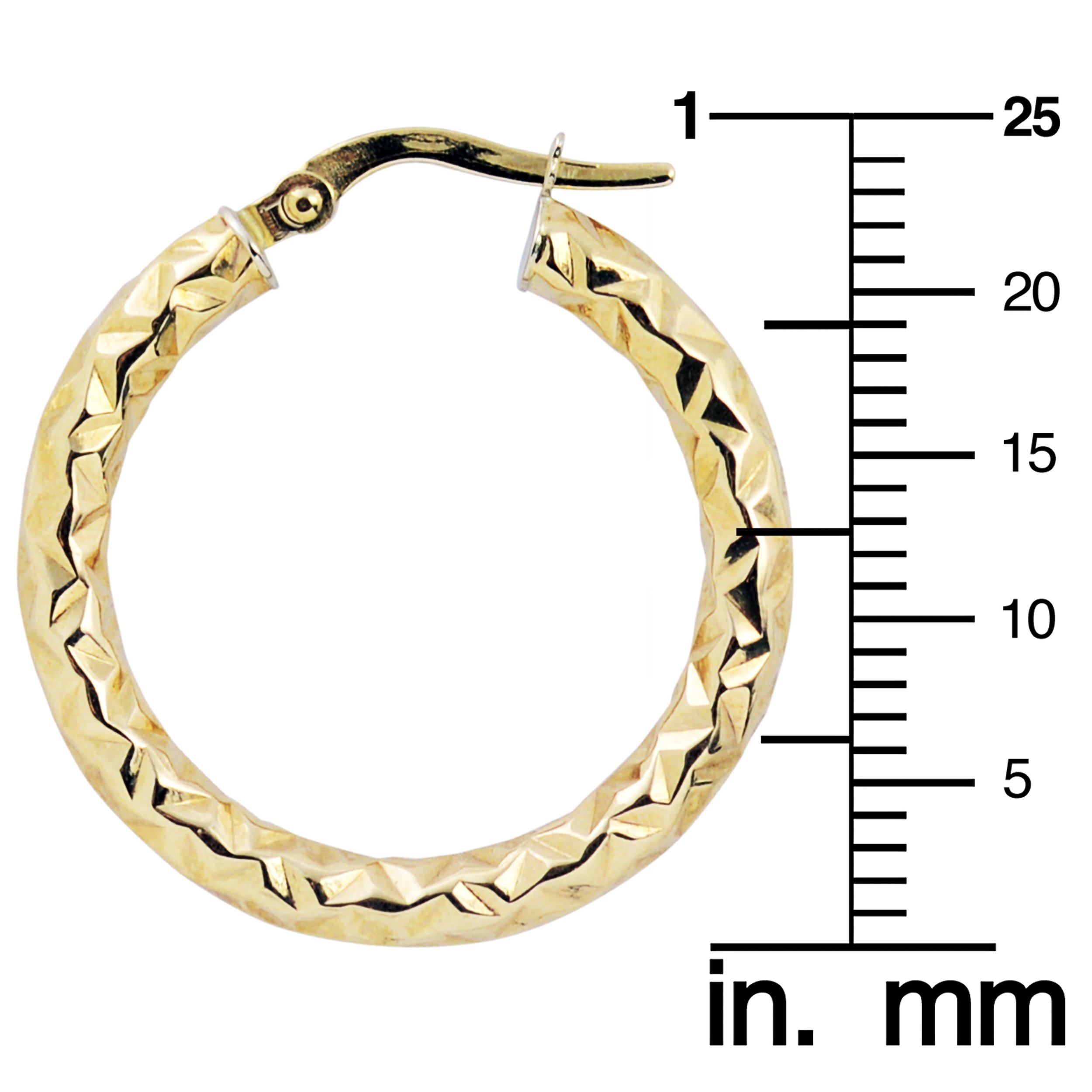10K Gold 20mm Diamond-Cut Round Hoop Earrings for Women | Dainty Everyday Jewelry | Perfect for Work, Date Night & Special Occasions