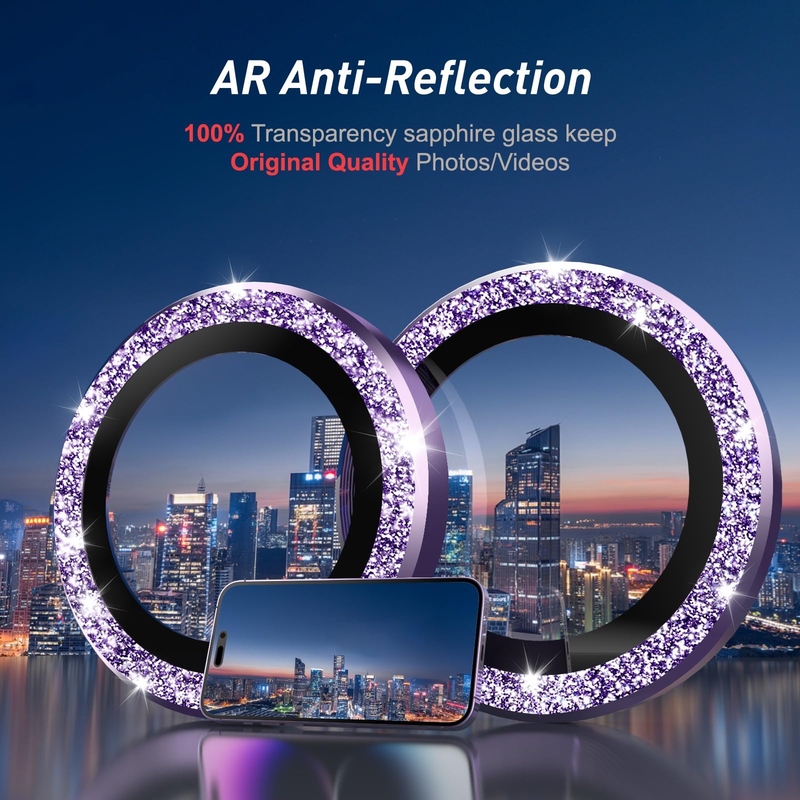Jeluse 3X2 Pack 9H Tempered Glass Camera Lens Protector for iPhone 16 Pro Max/16 Pro/14 Pro Max/14 Pro - Metal Alignment Ring & Installation Kit | Scratch Resistant, HD Clarity - Perfect for Outdoor Adventures, Travel & Daily Protection