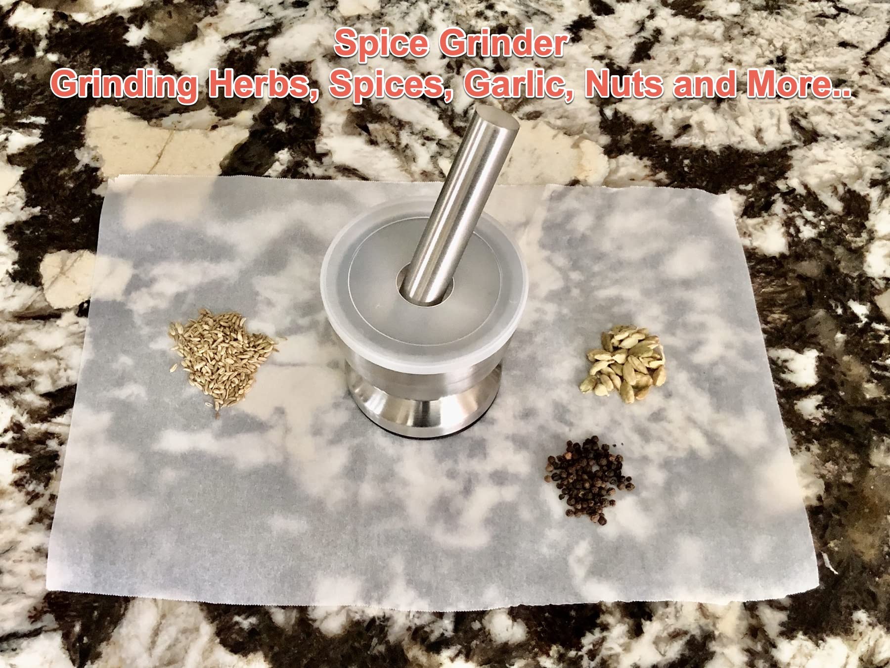 Premium Stainless Steel Mortar and Pestle Set with Silicone Lid - Spice Grinder, Pill Crusher & Coffee Grinder - Perfect for Kitchen, Pharmacy & Herbal Use