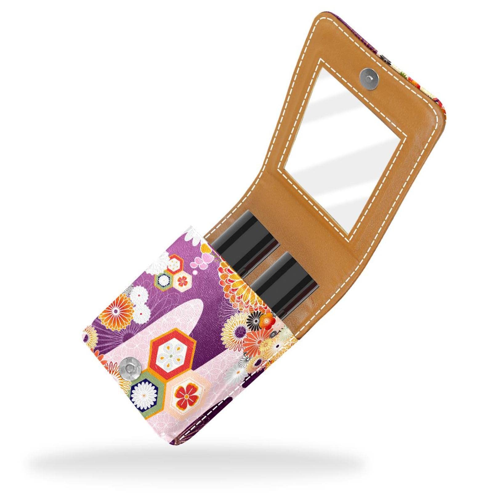 Vintage Cherry Flower Lipstick Case - Portable Makeup Organizer for Travel & Daily Use