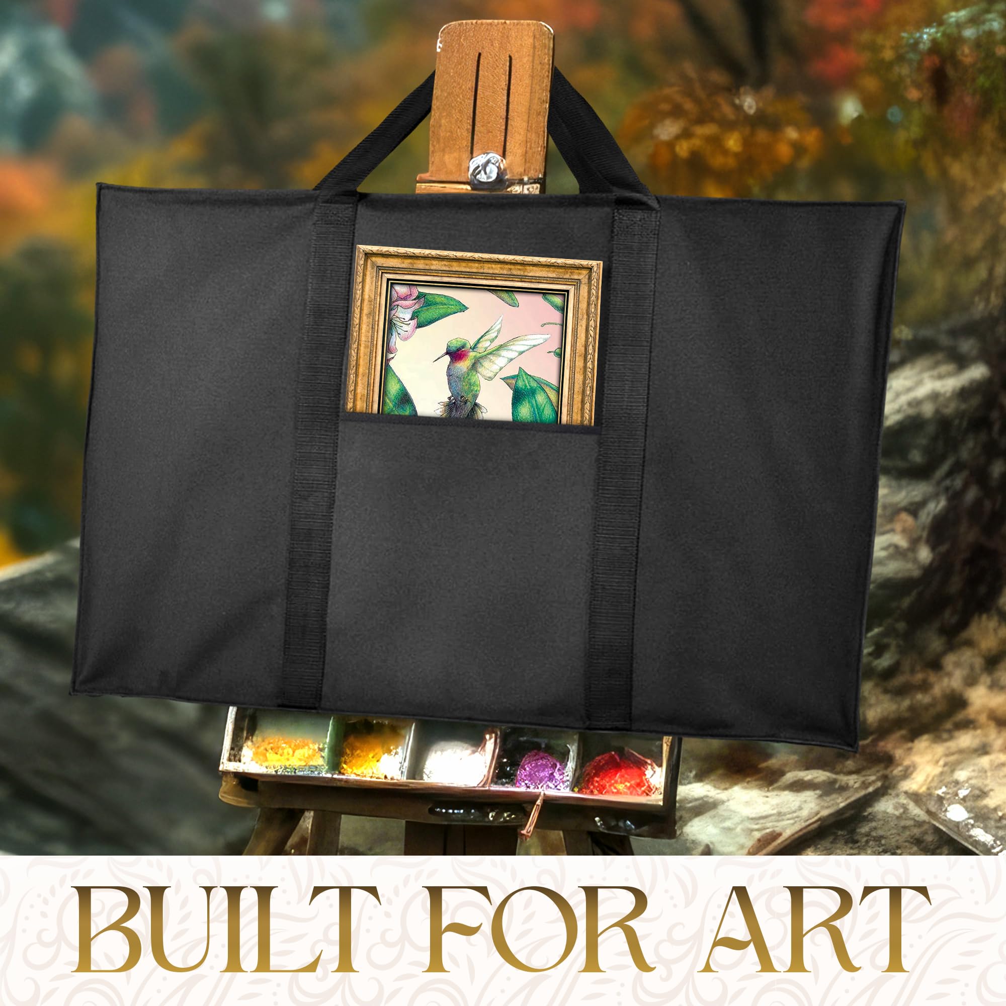 Professional Art Portfolio Case 24x36 Inches - Waterproof Art Storage Bag for Drawings & Paintings - Durable Fabric Artist Portfolio for Students & Professionals - Perfect for Art School, Exhibitions & Travel