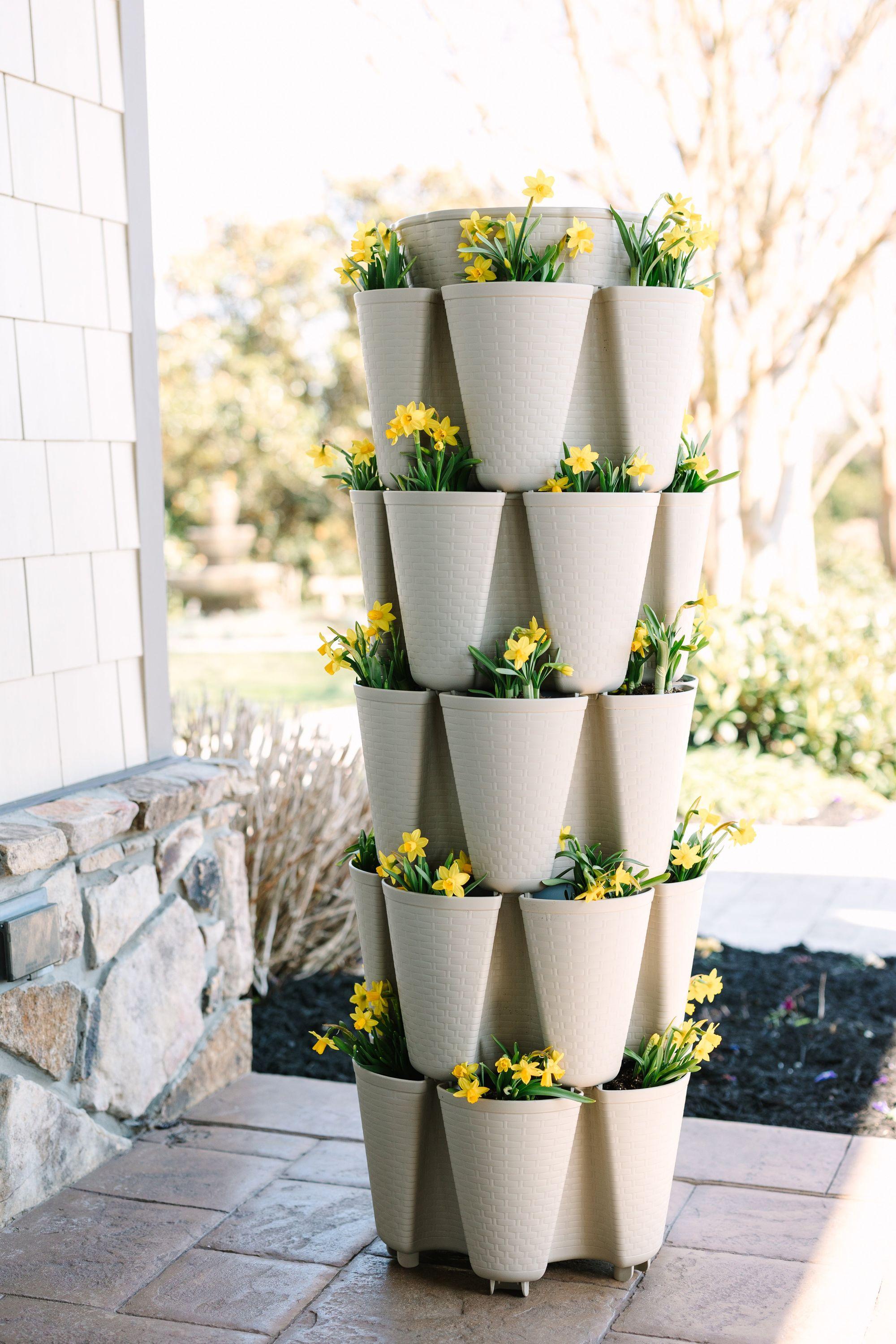 5 Tier GreenStalk Original Vertical Planter - Basket Weave Texture for Indoor/Outdoor Gardening - Perfect for Small Spaces, Balconies & Urban Gardens