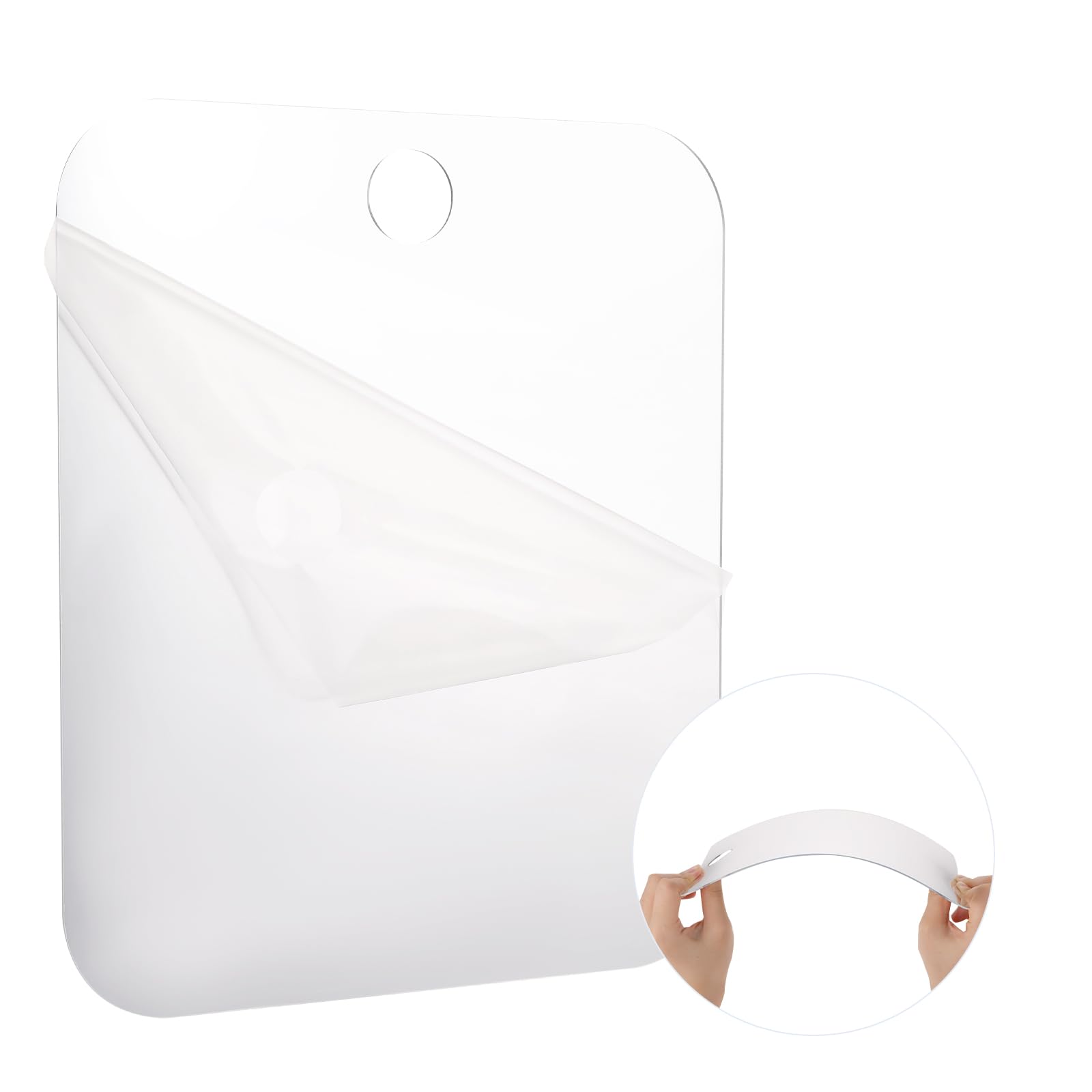 Fogless Shower Mirror for Shaving & Makeup - 8x9 Inch Wall Mounted Bathroom Mirror, Frameless Travel Mirror for Locker & Portable Use, Unbreakable Design - Perfect for Shaving, Skincare & Travel