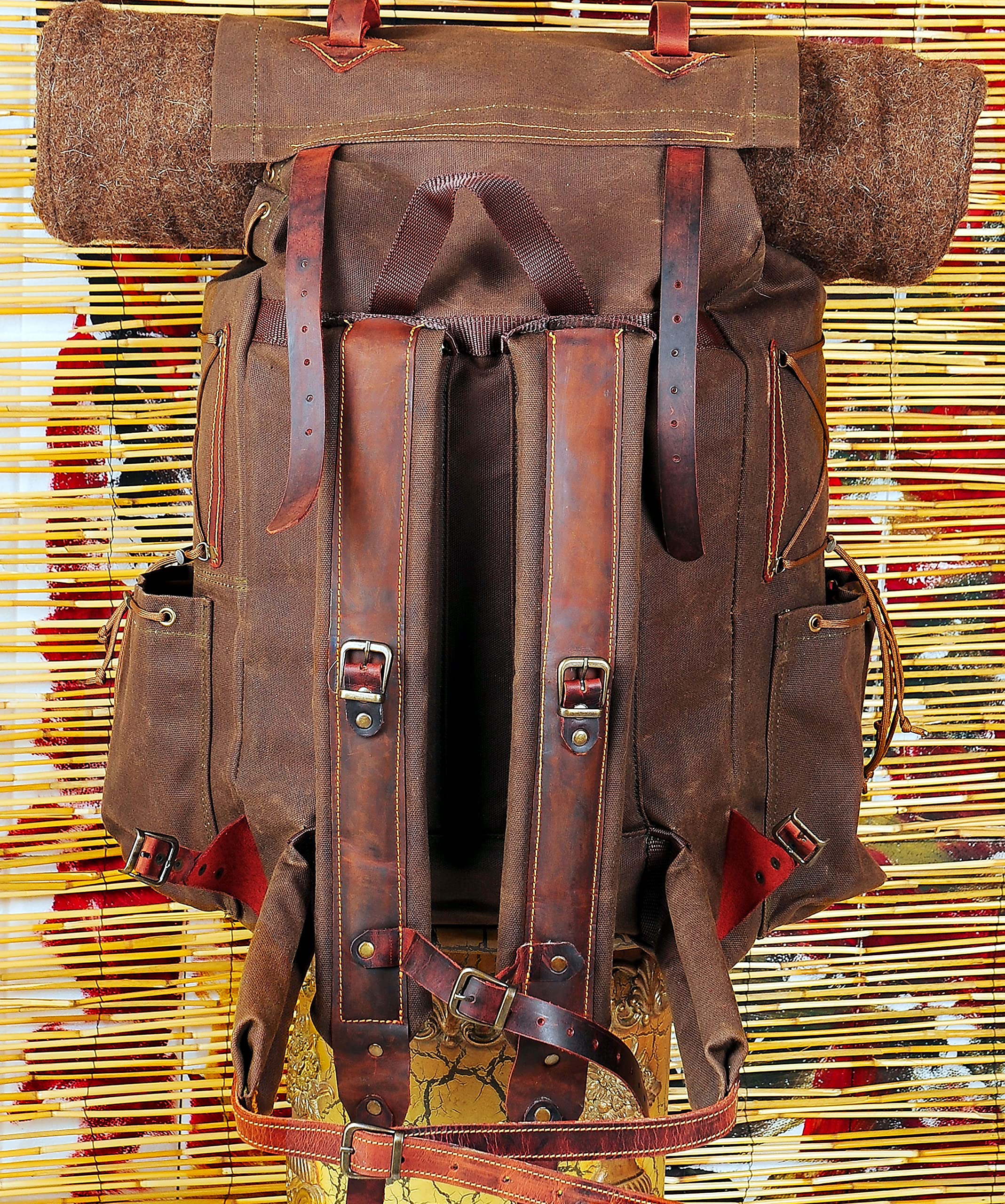 Handmade Bushcraft Backpack - 50L Waxed Canvas Rucksack for Camping, Hiking & Outdoor Adventures - Durable & Personalized Travel Bag