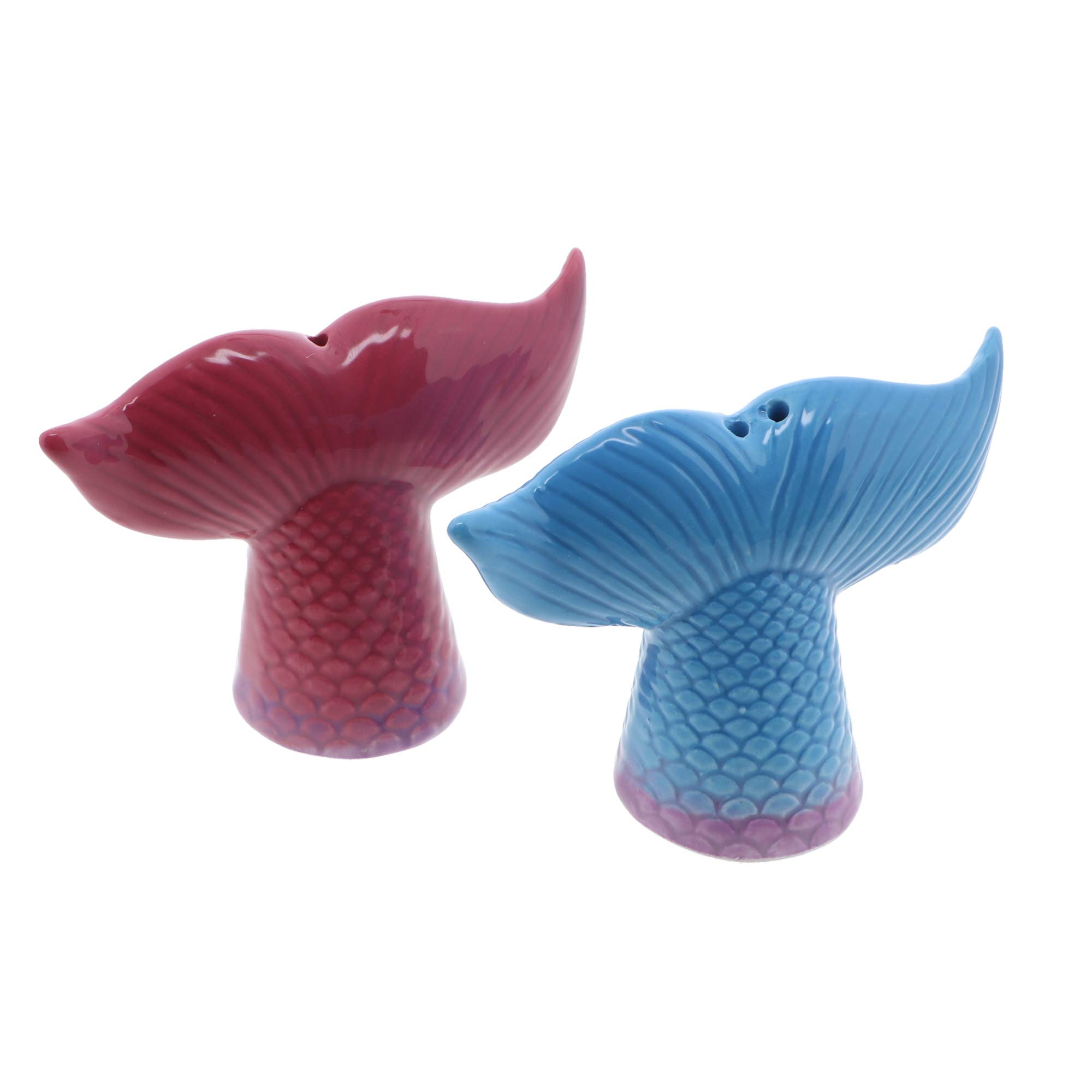 Ceramic Salt and Pepper Shakers Set - Nautical Fish Tail Design Kitchen Décor for Dining Table, Restaurant, or Home Cooking Essentials