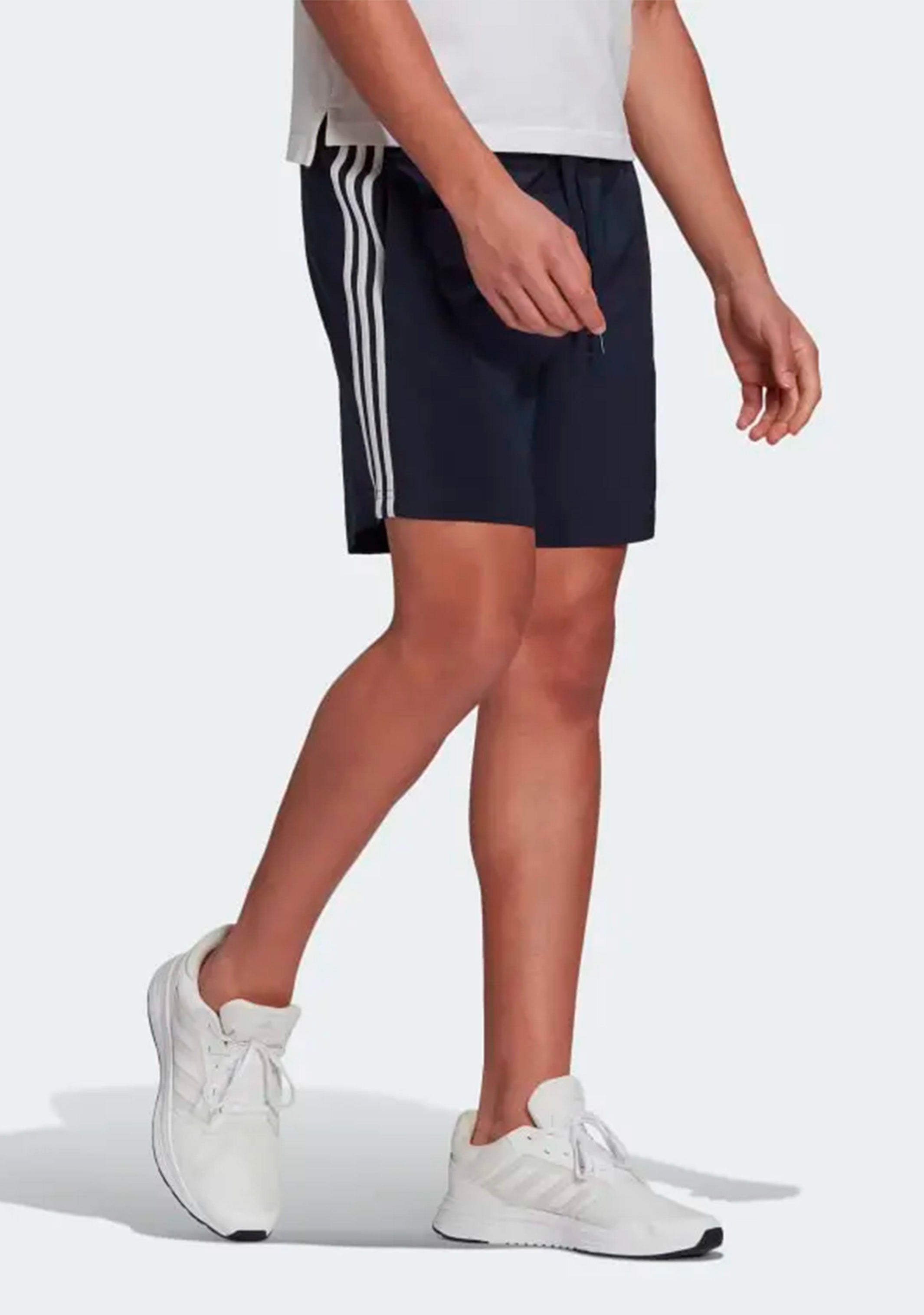 Adidas Men's Aeroready Essentials 3-Stripe Chelsea Shorts - Navy Blue Athletic Shorts for Running, Gym & Casual Wear