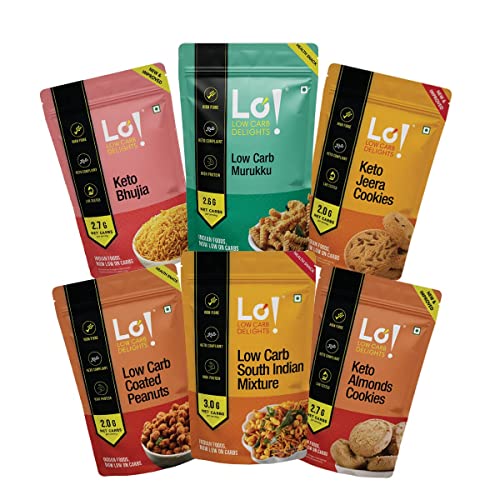 Keto Snacks Combo - 6 Pack Keto Namkeen & Cookies | Zero Sugar for Keto Diet | Perfect for Office & Travel