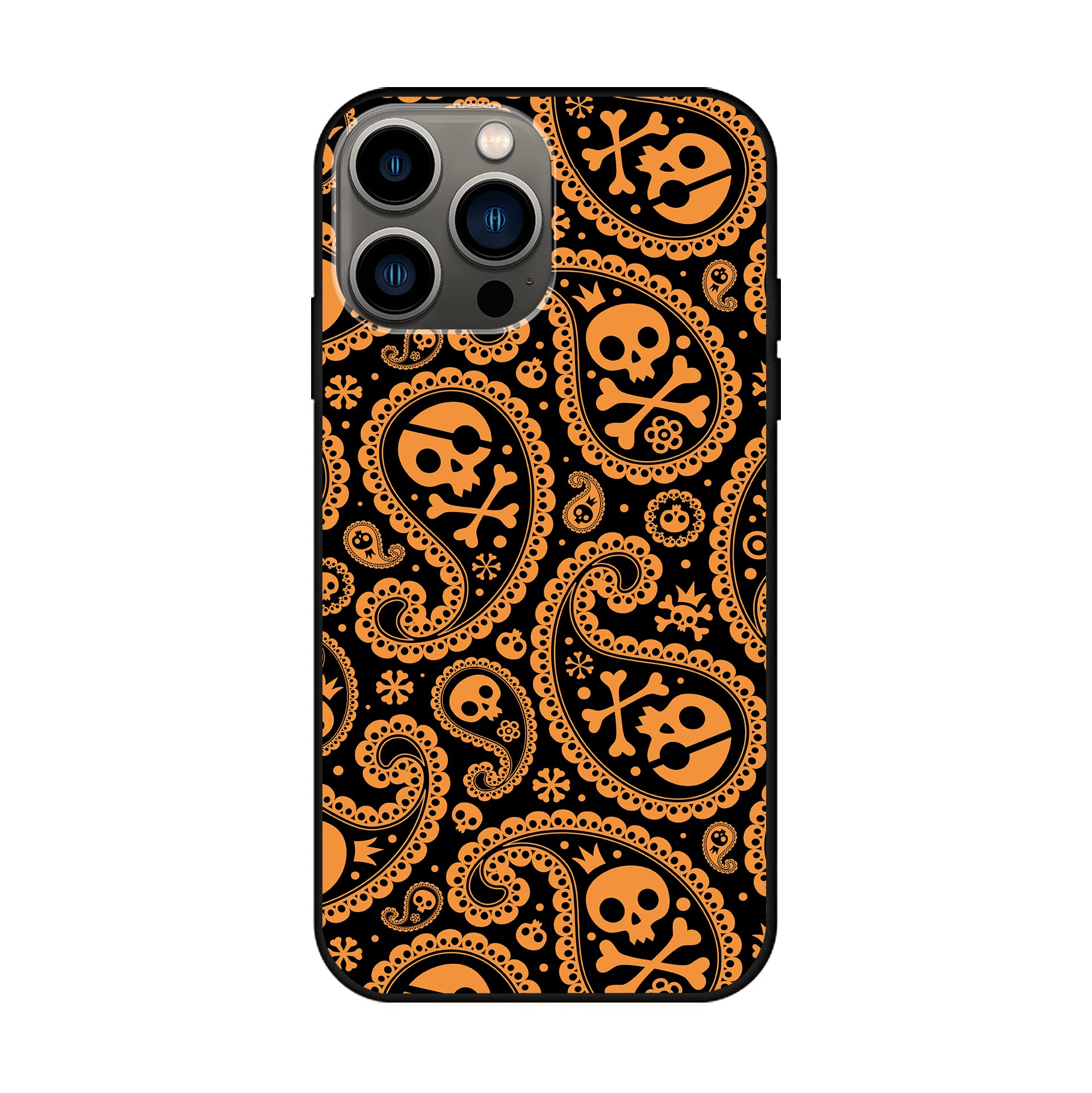 Shockproof TPU Phone Case for iPhone 13 Pro Max (6.7 Inch) - Floral Paisley & Skull Design Protective Cover for Women & Girls | Slim Fit Soft Bumper Case - Perfect for Daily Use, Work & Travel Protection