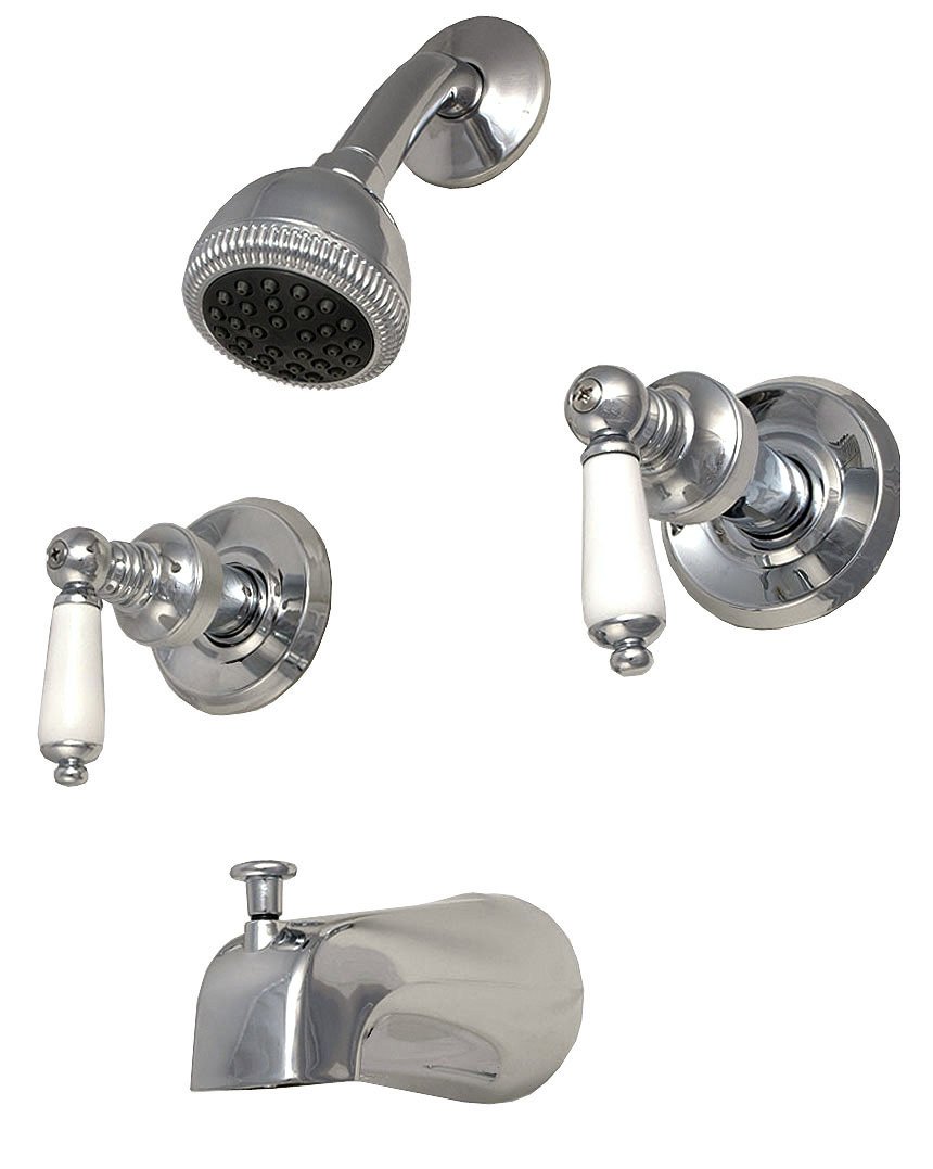 PlumbUSA Satin Nickel Trim Kit for 2-Handle Shower Valve - Fits Pfister Compression Stem Showers with Porcelain Lever Handles | Bathroom Renovation & Replacement Parts
