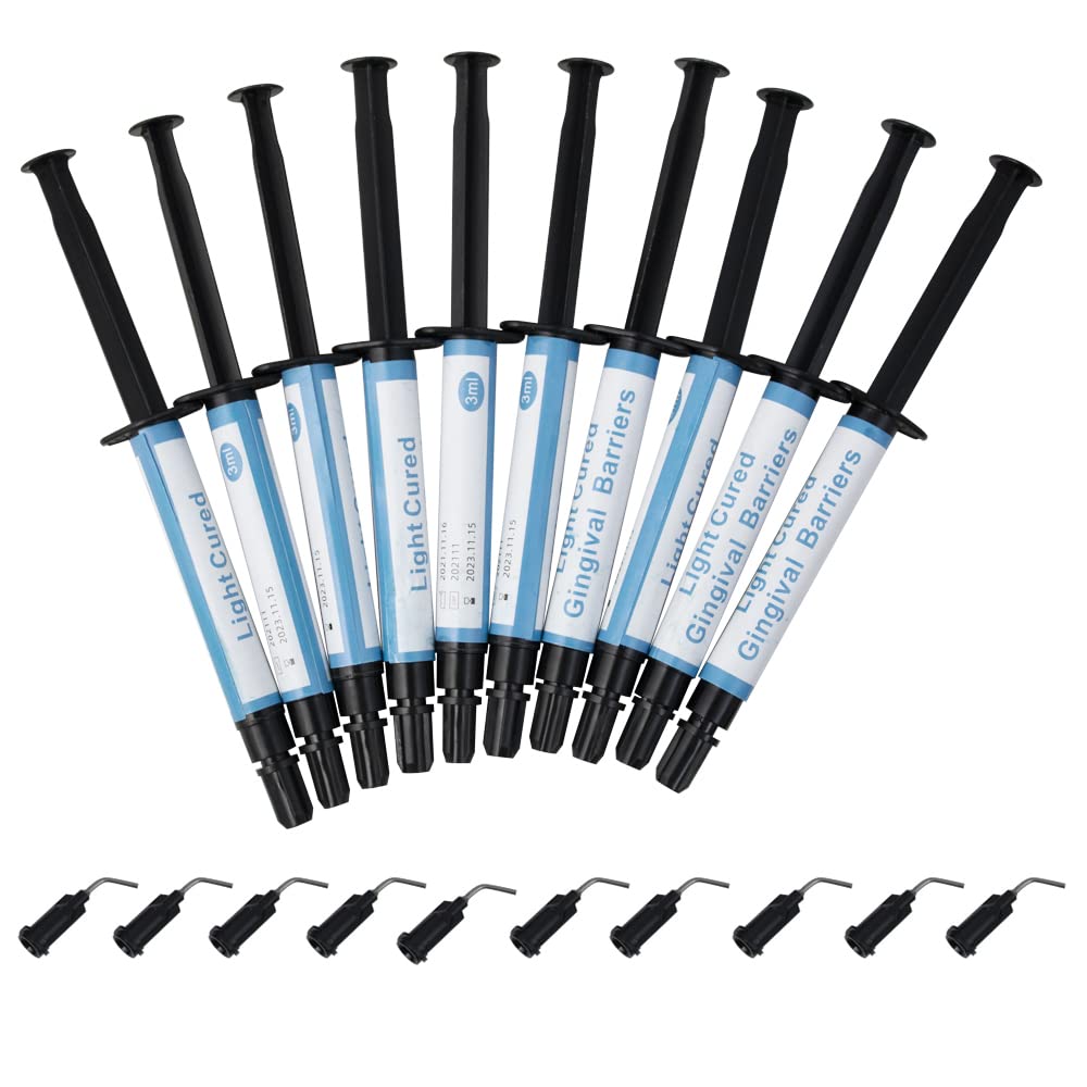 ixaer 10pcs 3ml Dental Gum Dam Gel Tips for Teeth Whitening & Gingival Protection - Professional Dental Barrier Dispenser Kit for Cosmetic & Orthodontic Procedures
