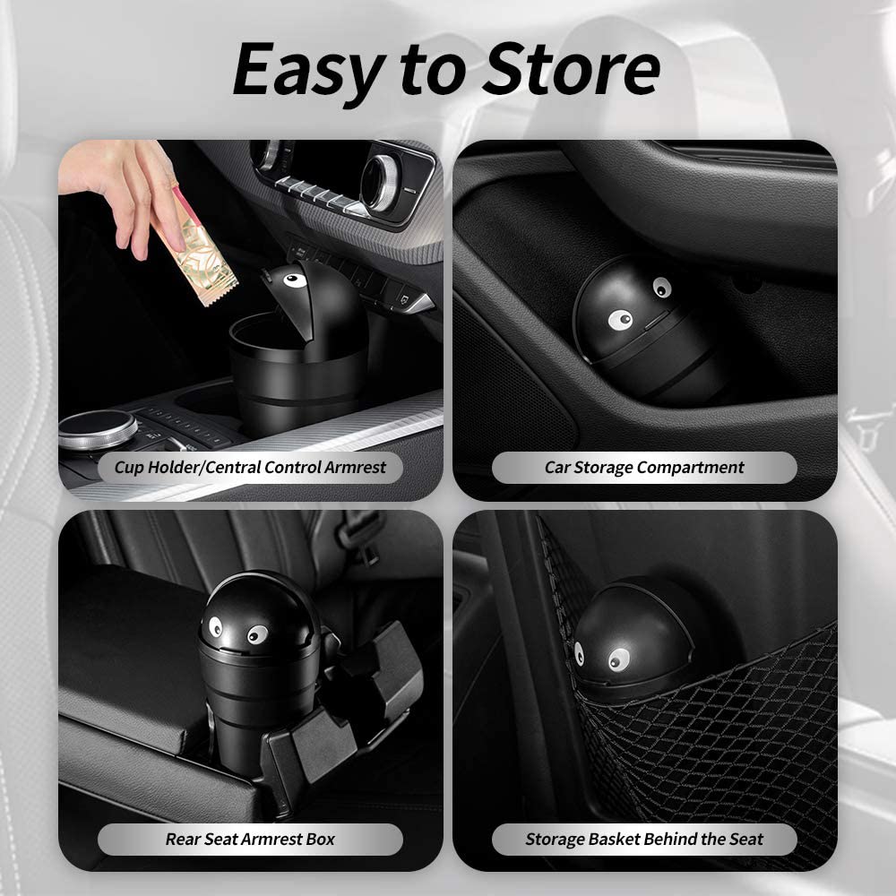 Universal Car Trash Can with Lid - Leakproof Mini Auto Garbage Bin for Car, Office, Home - Cute & Portable Vehicle Cup Holder Accessory - Perfect for Road Trips, Commuting & Daily Use