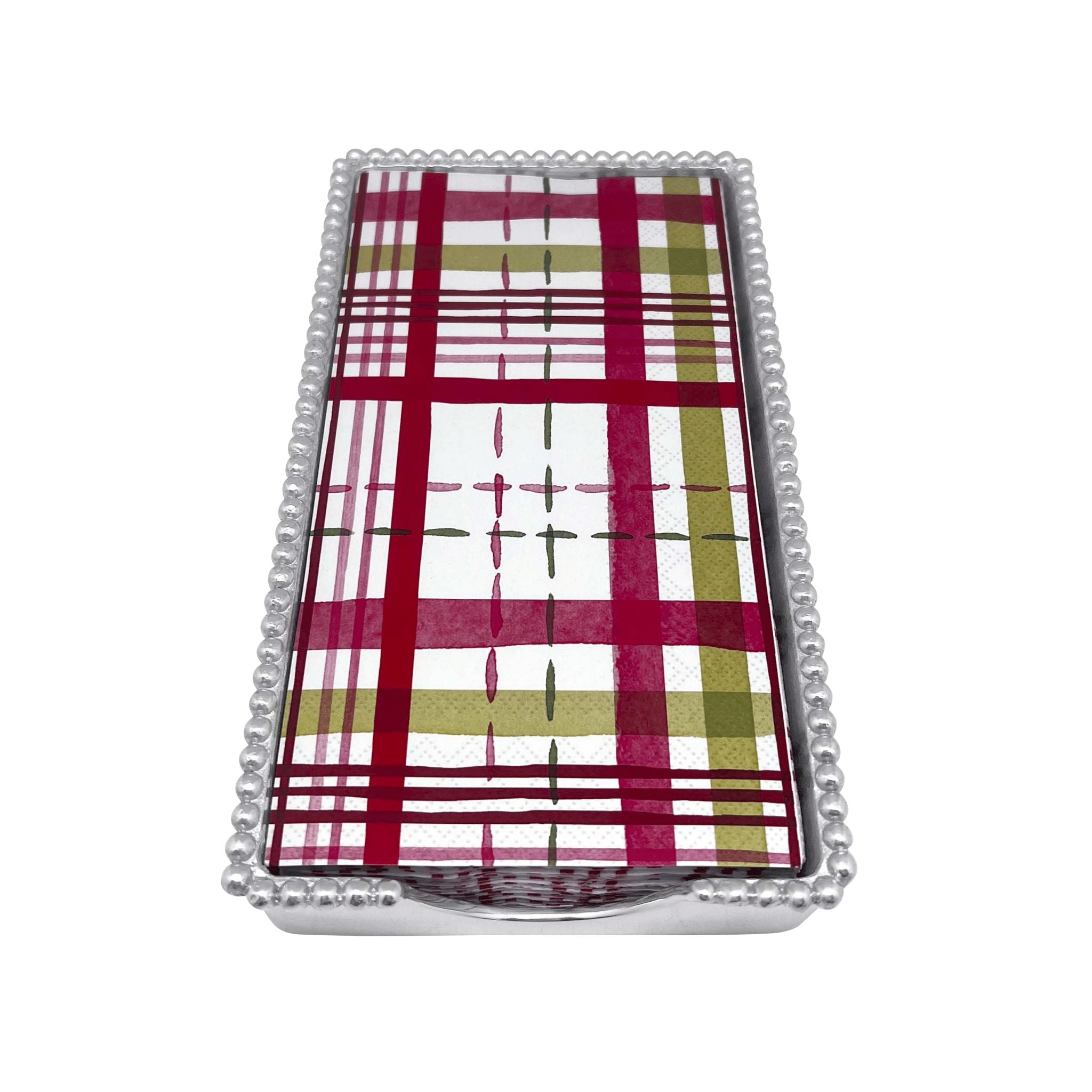Merry Berry Plaid Beaded Guest Towel Holder - Elegant Bathroom Decor for Holiday Parties & Guest Rooms | Perfect for Christmas, Thanksgiving & Home Decor