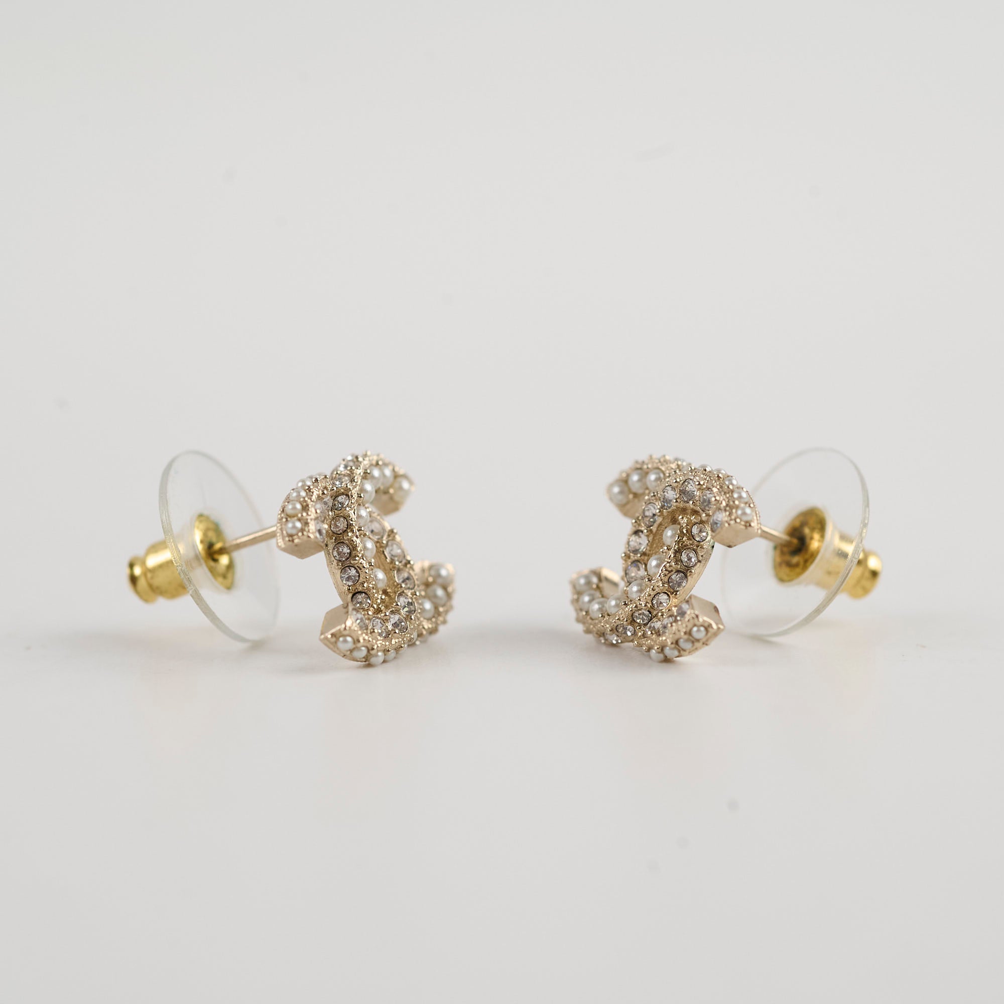 Chanel CC Crystal Pearl Earrings - Luxury Costume Jewelry for Women - Perfect for Parties, Weddings & Special Occasions