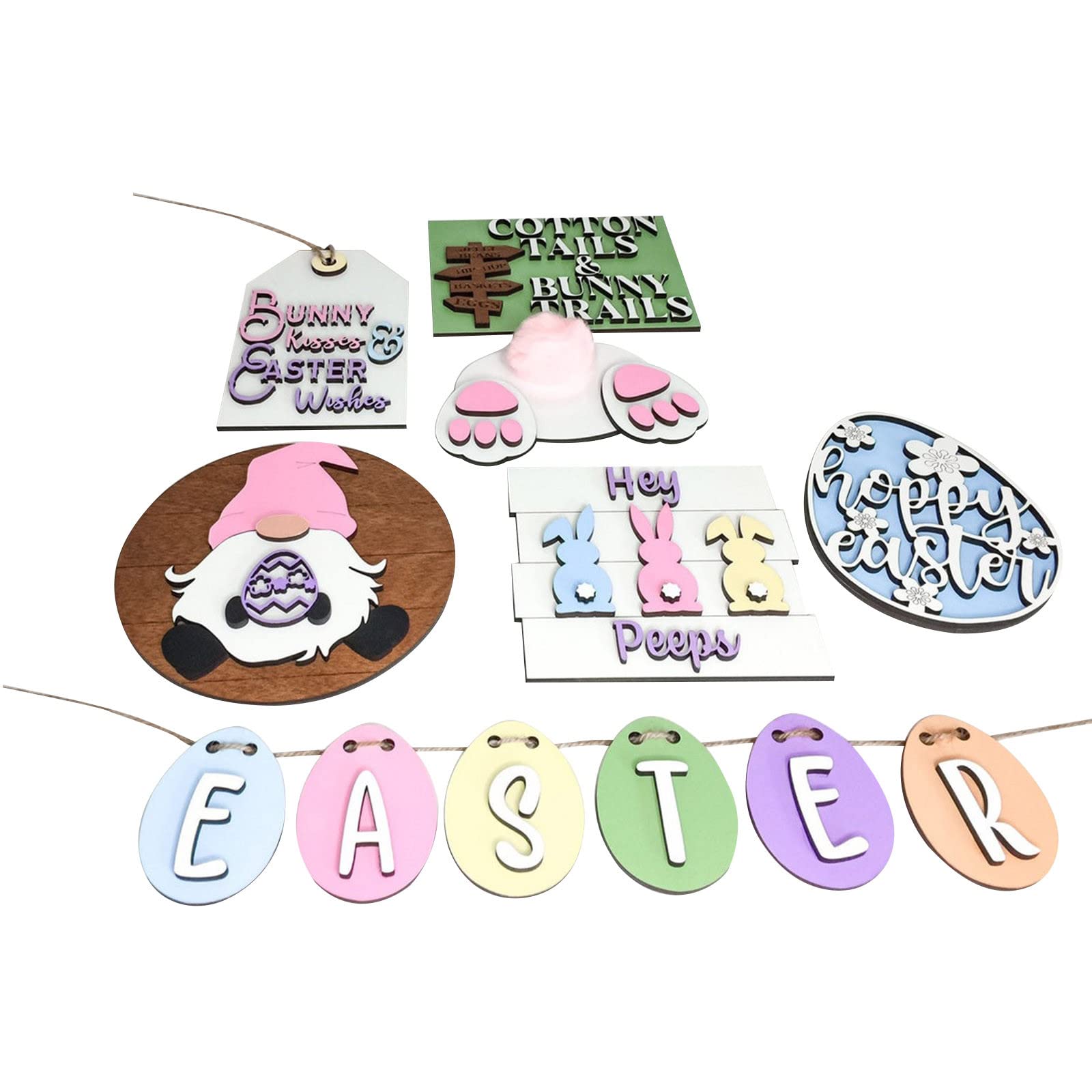 YUHAOTIN 6-12 Pack Vintage Wood Easter Table Decorations, Tiered Tray Centerpiece for Home Kitchen Party - Perfect for Easter Brunch, Spring Tea Party & Farmhouse Decor