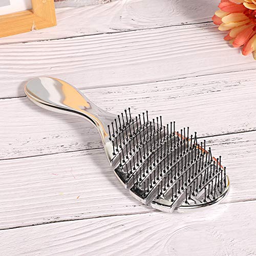 Professional Curved Vent Hair Brush for Detangling & Massage - Quick Dry Hair Comb for Women, Men & Kids with Long Thick Hair (Silver) | Perfect for Salon, Home & Travel Use
