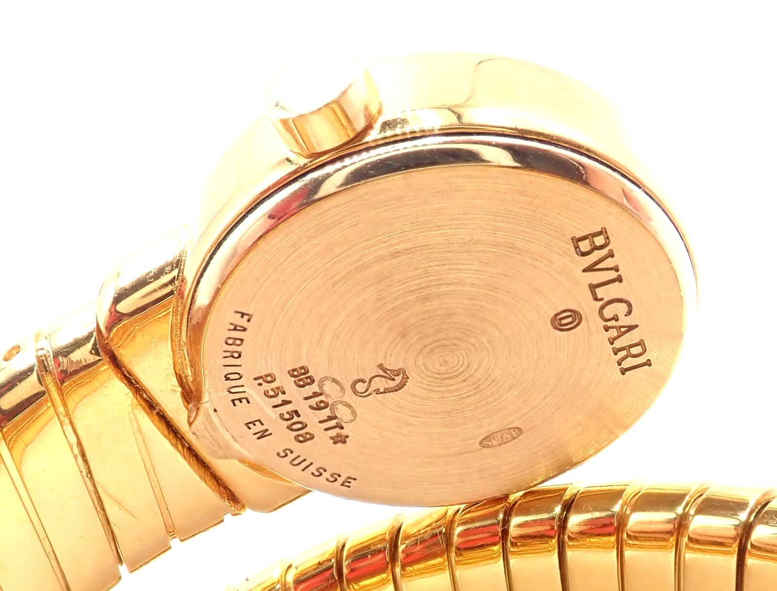 Authentic Bulgari 18k Yellow Gold Tubogas Serpent Bracelet Watch - Luxury Italian Jewelry for Women, Perfect for Gifts & Special Occasions