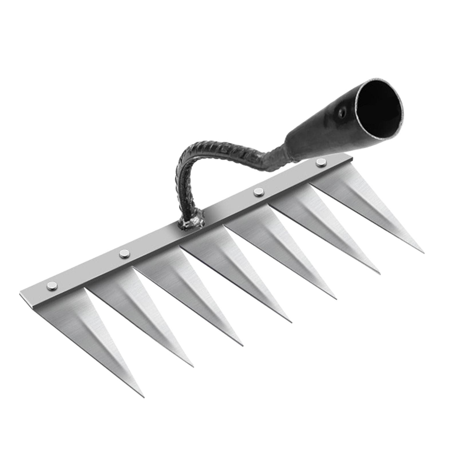 Milageto 7-Tooth Steel Gardening Puller Tool - Heavy Duty Yard Lawn Digging Rake, Ditching & Soil Loosening Tool for Gardening, Landscaping & Farm Work - Perfect for Weeding, Cultivating & Soil Preparation