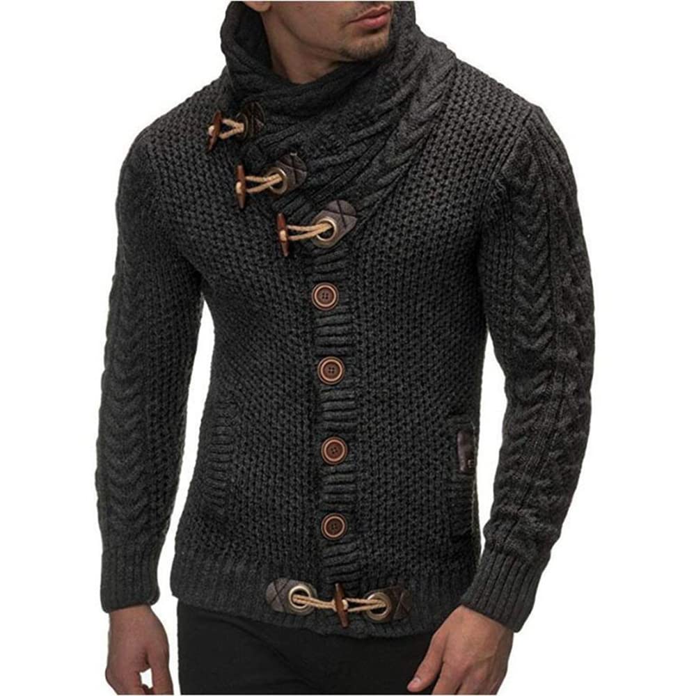 Men's Turtleneck Cable Knit Button Down Cardigan Sweater - Warm Winter Pullover for Casual Wear & Office Outfits | Cozy Fall Layering Essential for Work, Dates & Holiday Gatherings