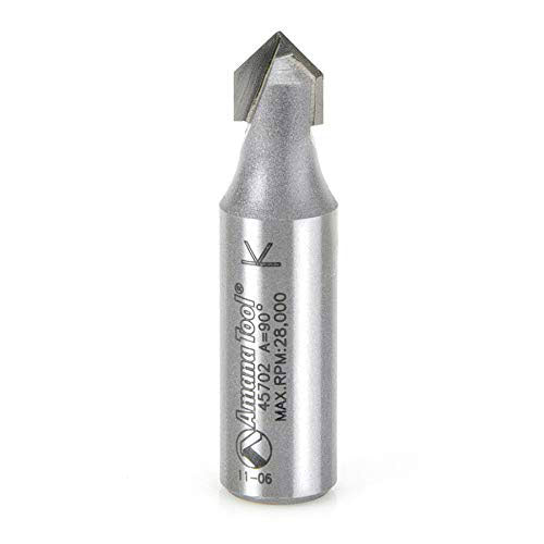 Amana 45702 V Groove Router Bit - 90 Degree, 7/16