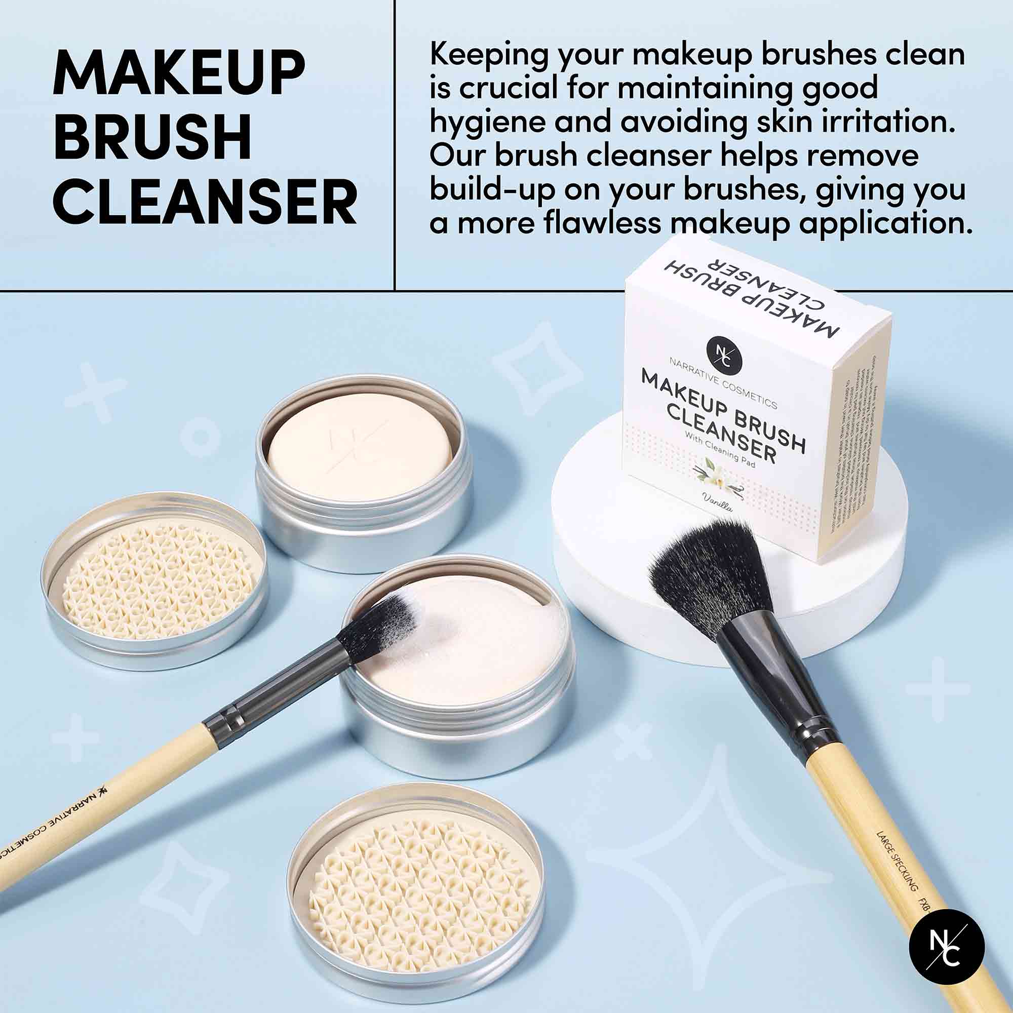 Professional Solid Makeup Brush Cleanser Soap with Silicone Cleaning Pad - Vanilla Scented (2.45 Oz) | Deep Cleans Cosmetic Brushes | Perfect for Home & Salon Use