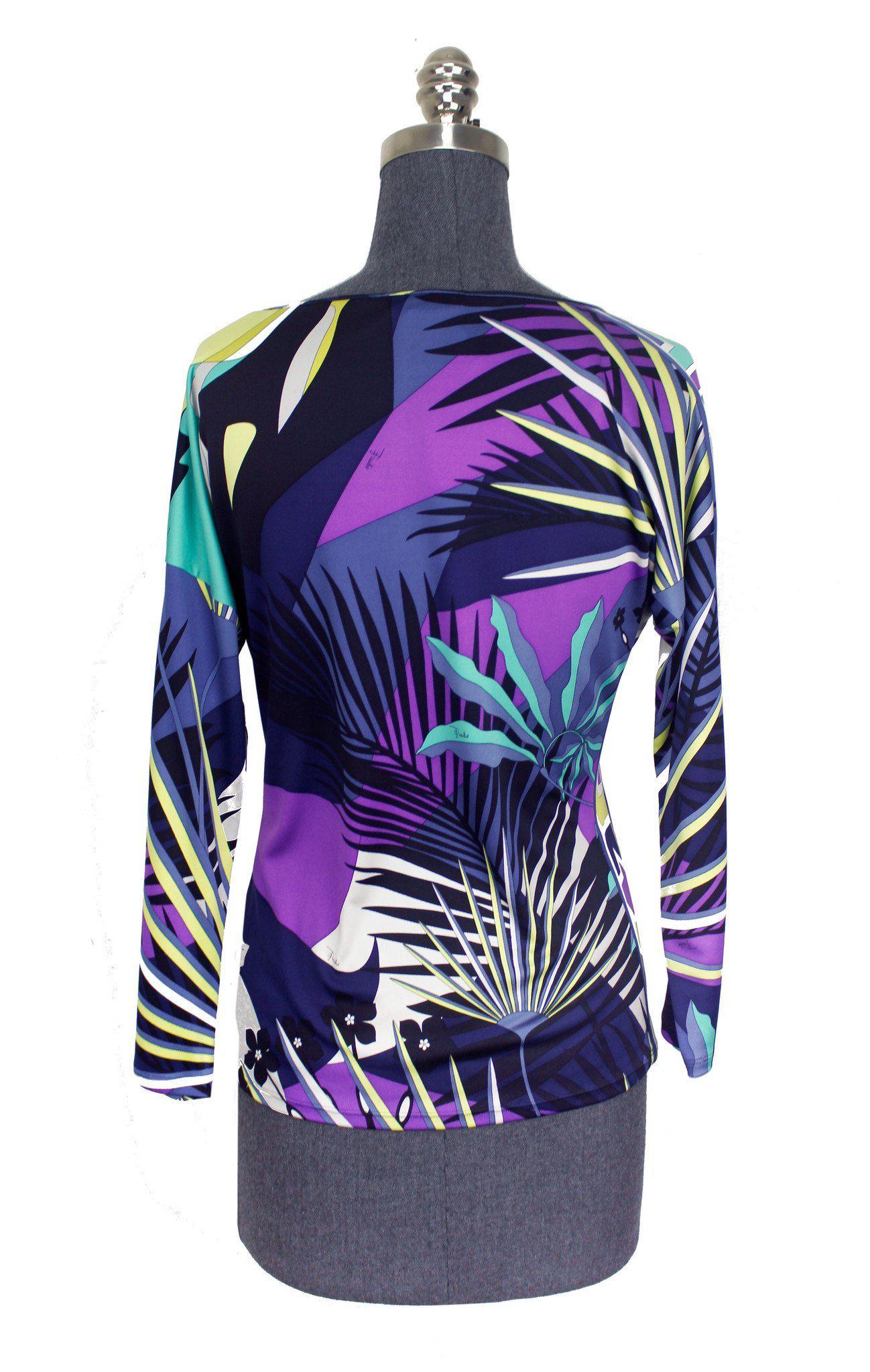 Emilio Pucci Printed Silk Long Sleeve Blouse Women's Size M | Luxury Italian Fashion for Evening Parties & Special Occasions