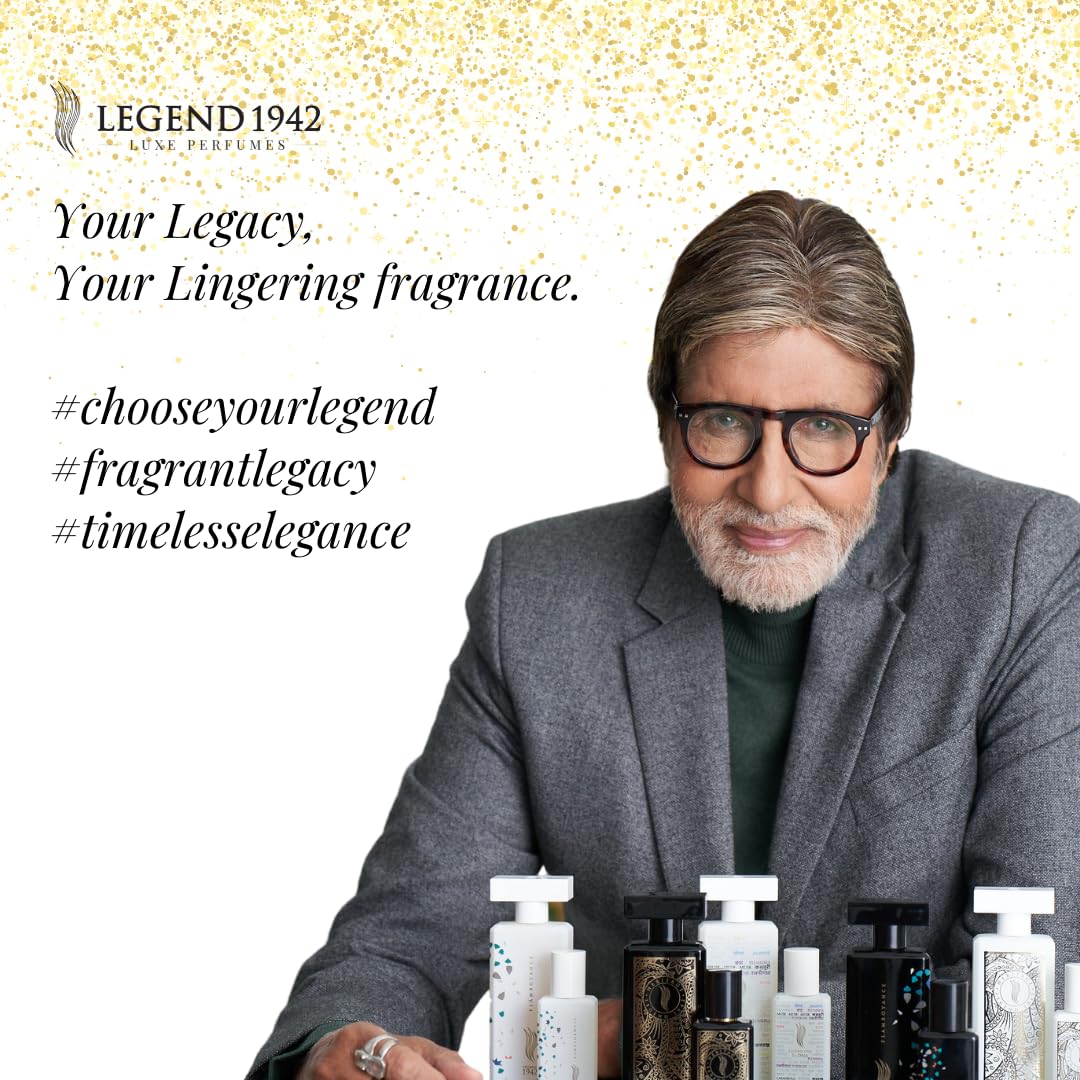 Legend 1942 Luxe Perfumes by Amitabh Bachchan | Long Lasting Floral Cologne for Men & Women | Flamboyance White Sweet Fragrance | 100ml Eau de Parfum | Perfect Birthday Gift & Everyday Essential | Office, Date Night & Special Occasions