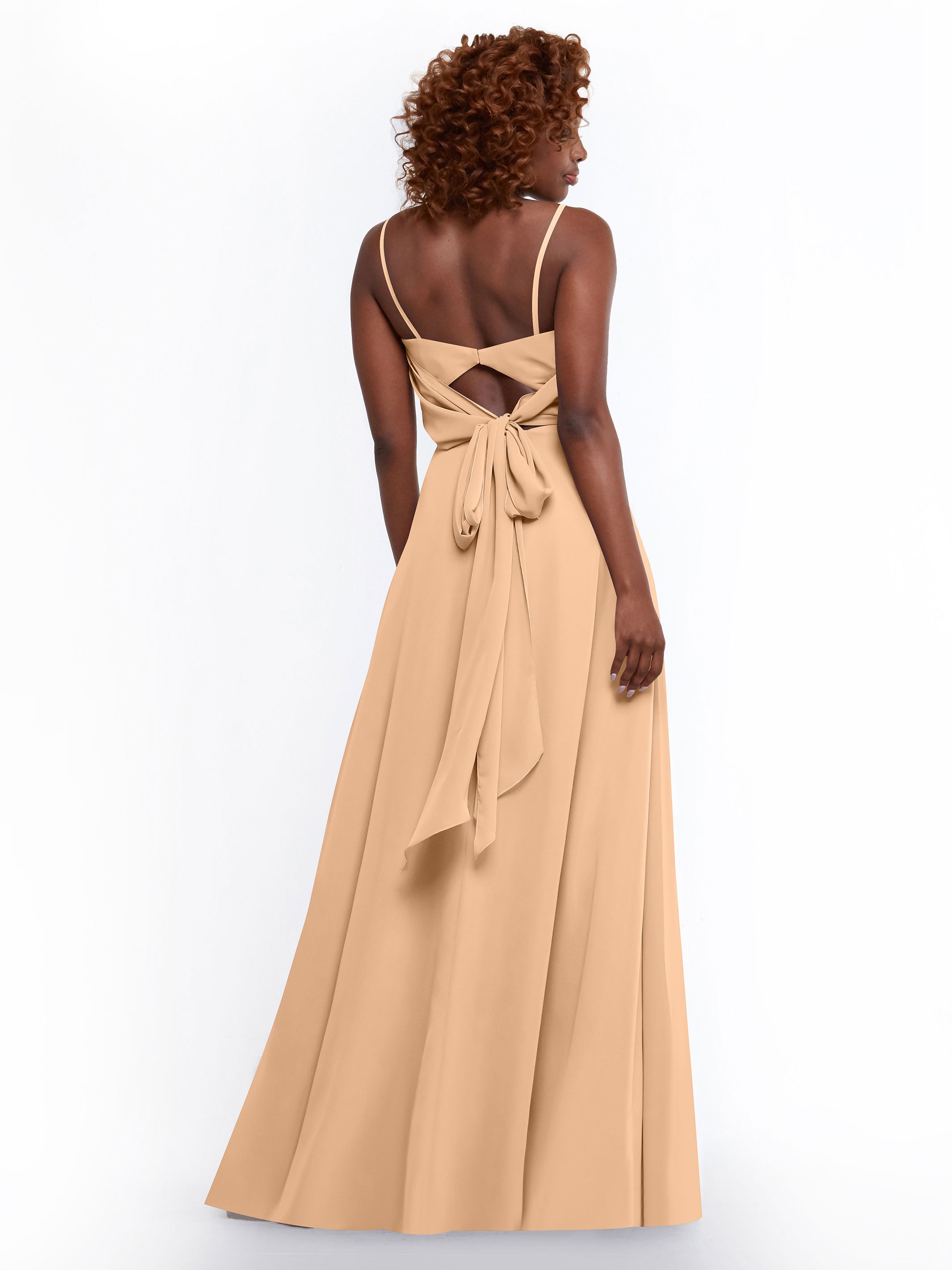 Elegant A-Line Bridesmaid Dress with Flowy Chiffon Skirt & Thigh Slit - Perfect for Weddings, Formal Events & Special Occasions